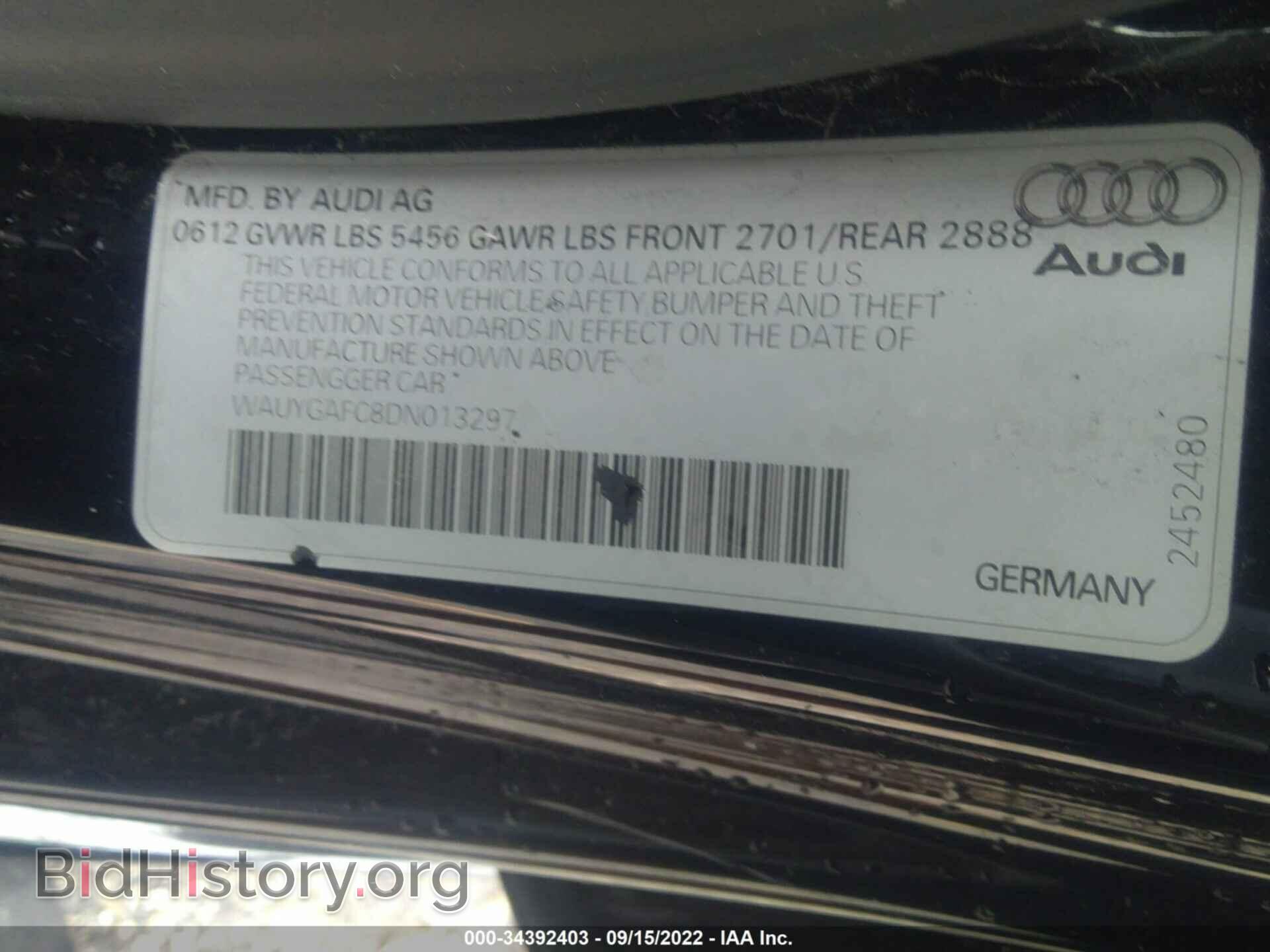 2013 AUDI A7 - VIN: WAUYGAFC8DN013297 - Photo 9