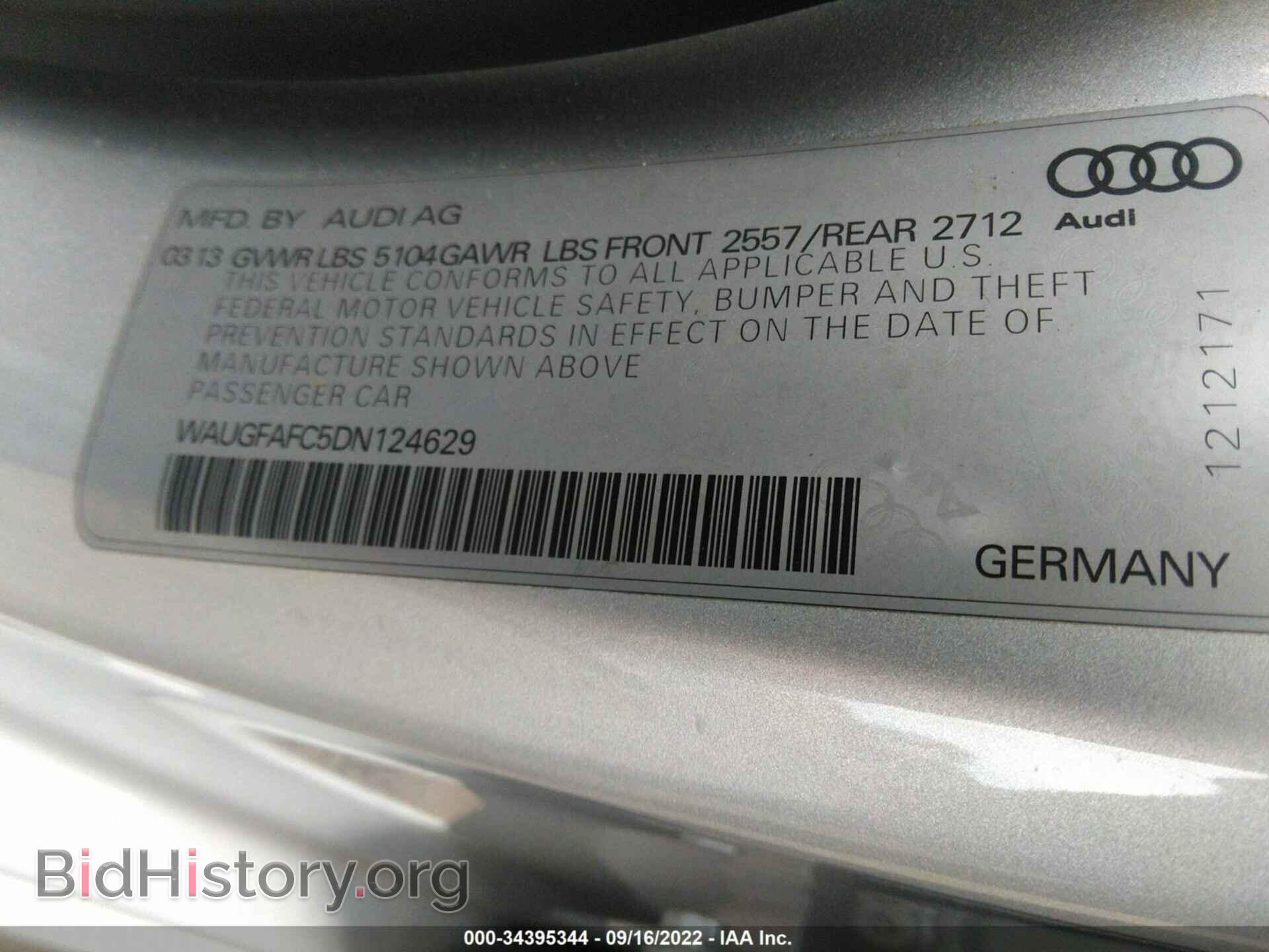 2013 AUDI A6 - VIN: WAUGFAFC5DN124629 - Фото 9