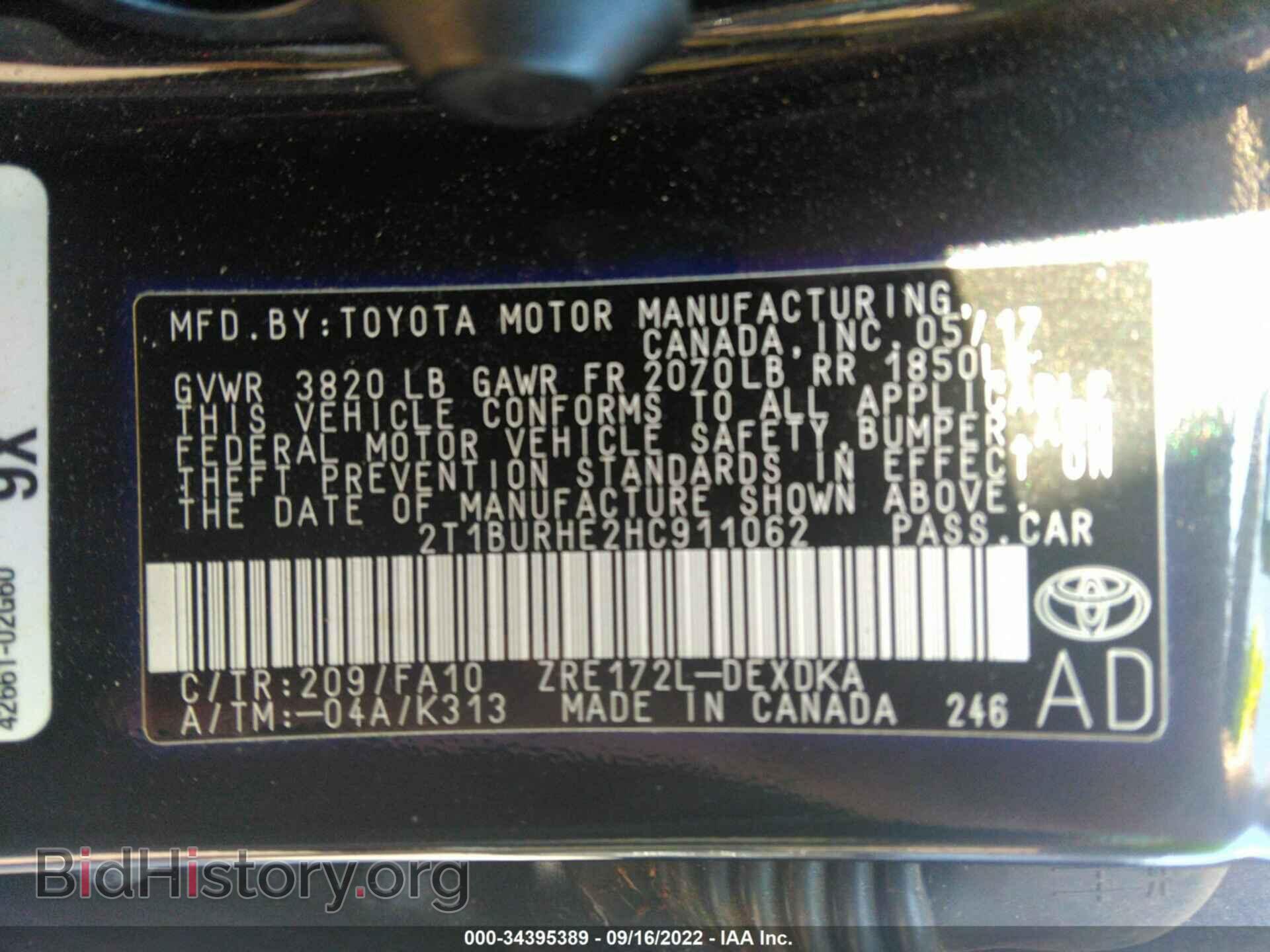 2017 TOYOTA COROLLA - VIN: 2T1BURHE2HC911062 - Фото 9