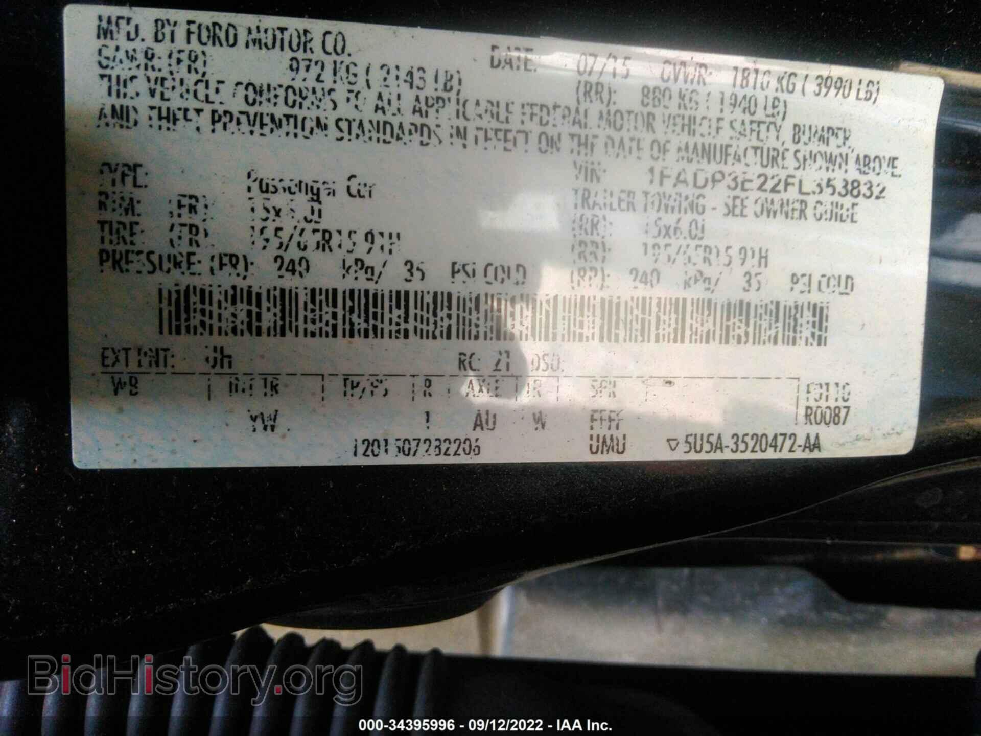 2015 FORD FOCUS - VIN: 1FADP3E22FL353832 - Фото 9