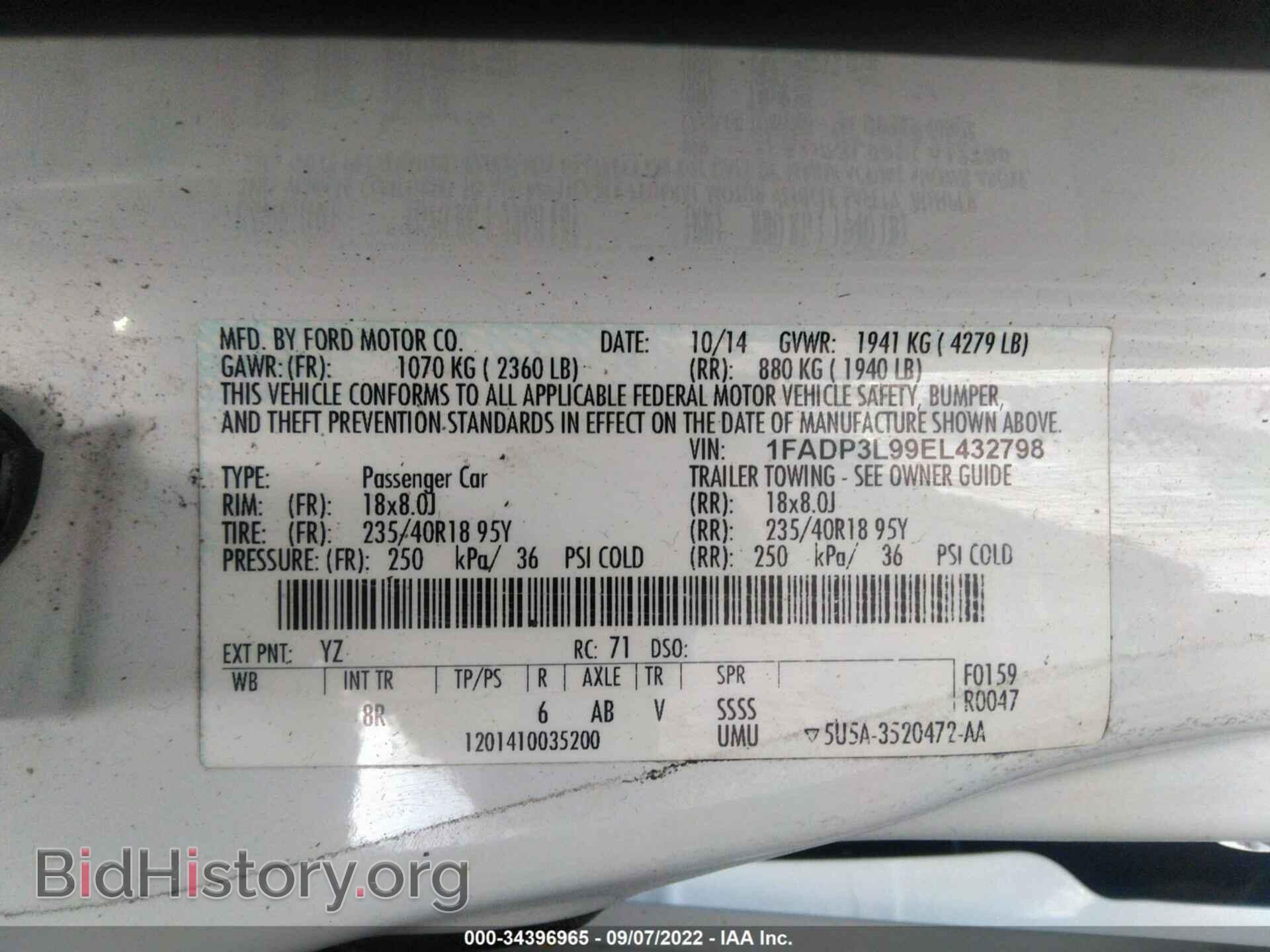 2014 FORD FOCUS - VIN: 1FADP3L99EL432798 - Фото 9