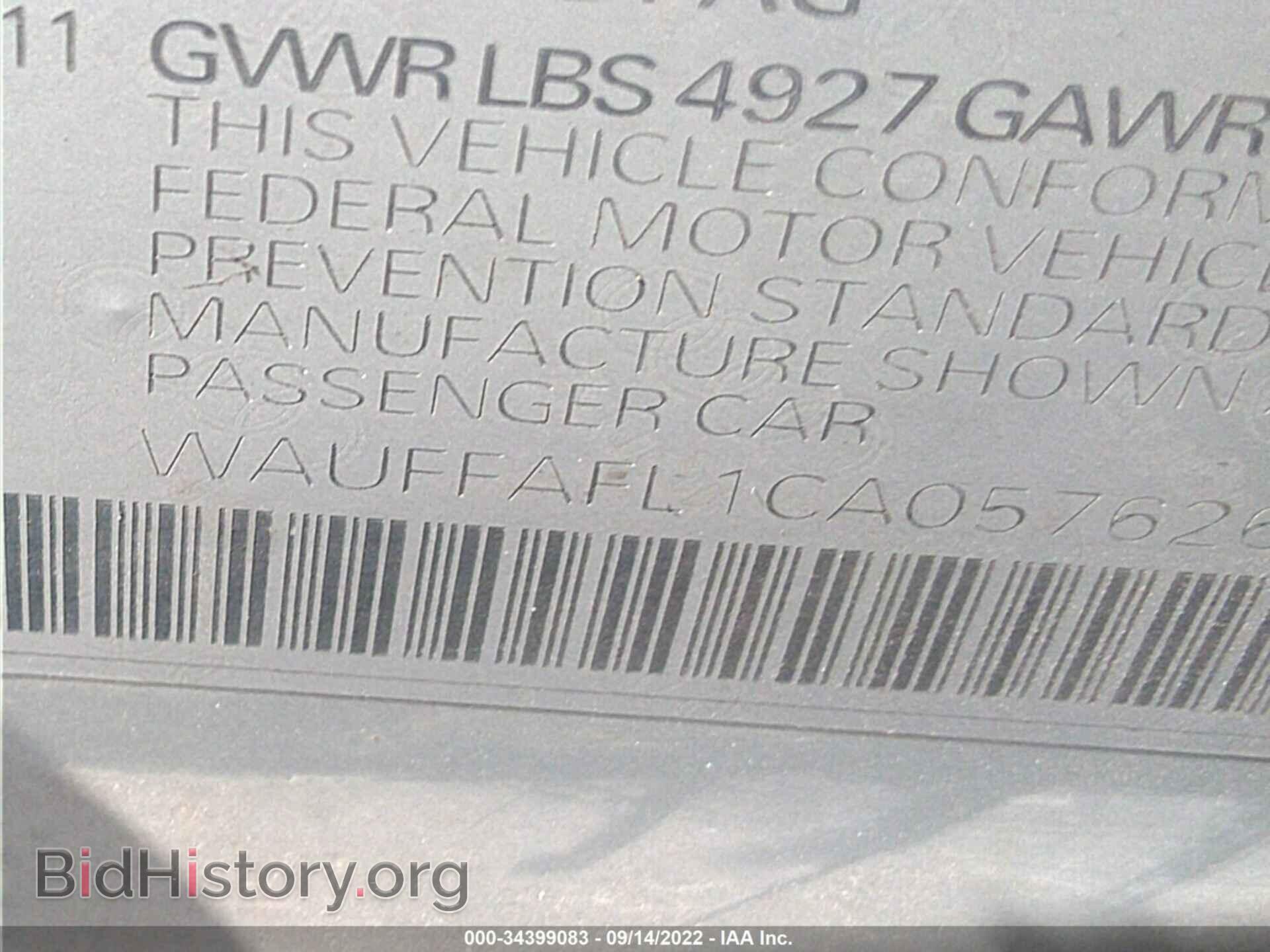 2012 AUDI A4 - VIN: WAUFFAFL1CA057626 - Photo 9