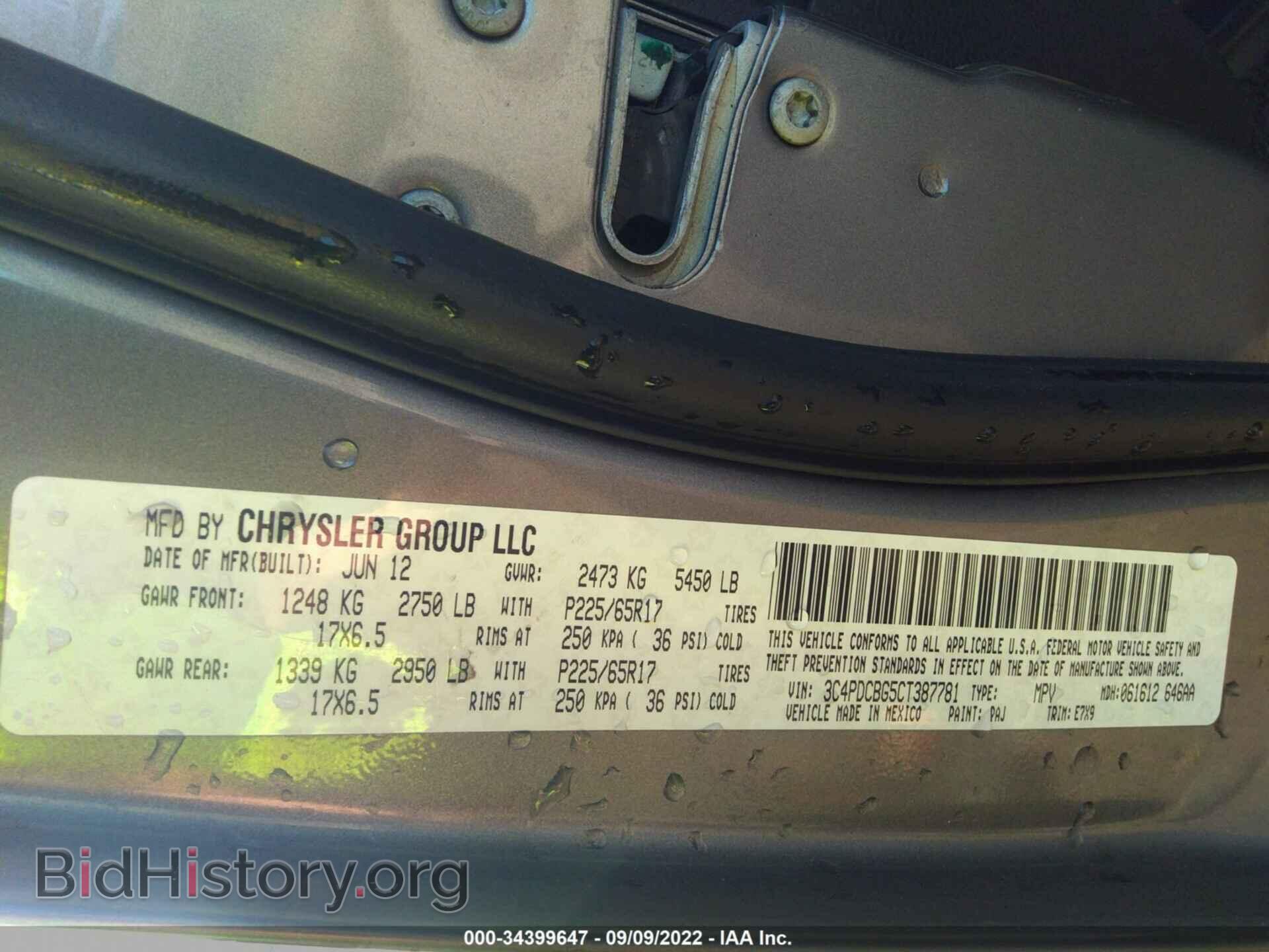 2012 DODGE JOURNEY - VIN: 3C4PDCBG5CT387781 - Фото 9