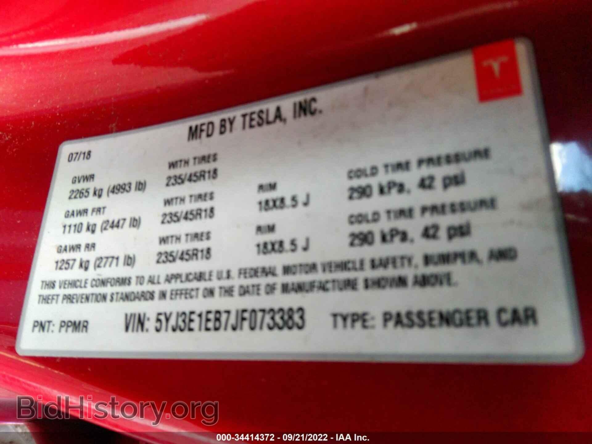 2018 TESLA MODEL 3 - VIN: 5YJ3E1EB7JF073383 - Photo 9