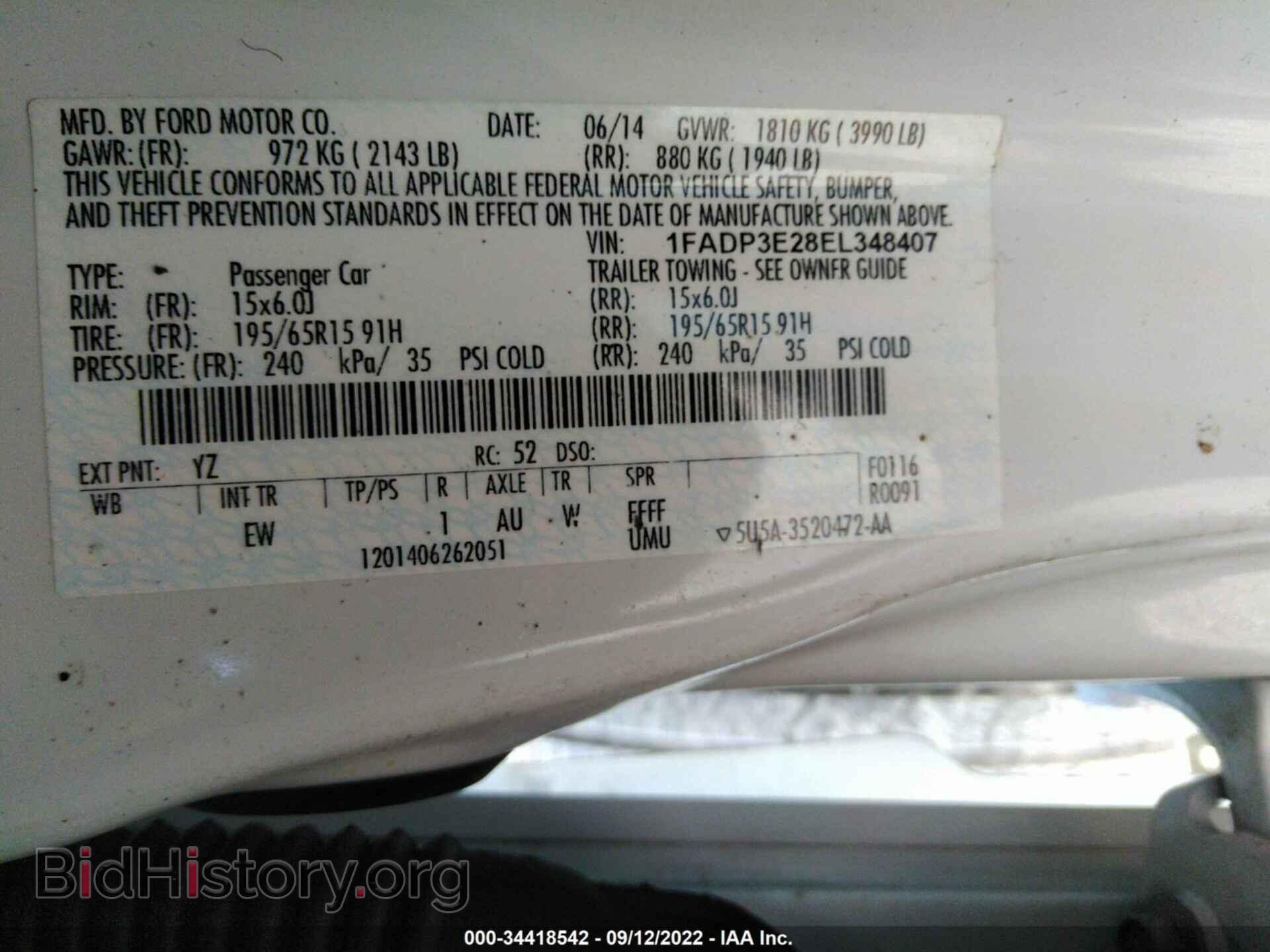 2014 FORD FOCUS - VIN: 1FADP3E28EL348407 - Фото 9