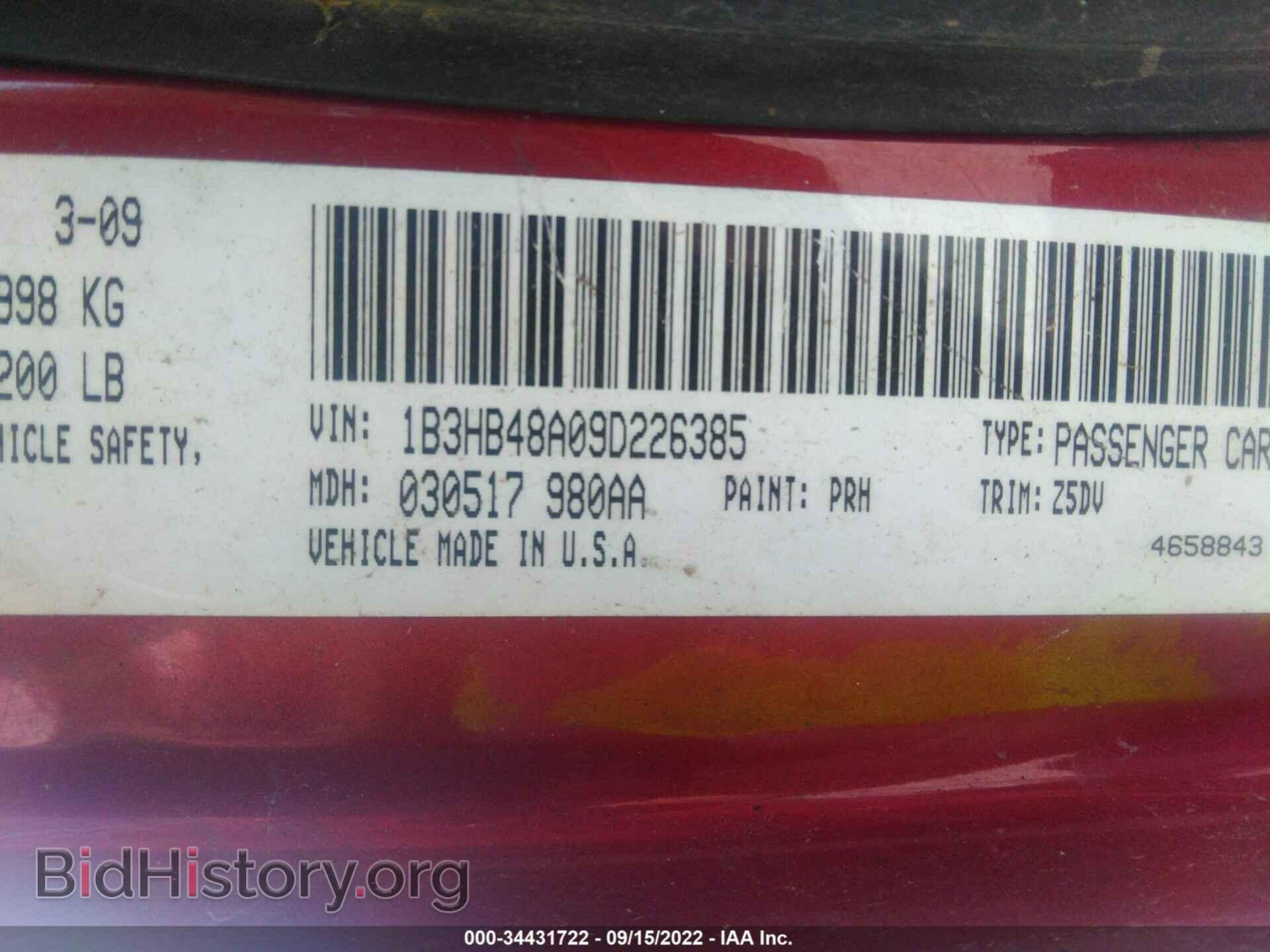 2009 DODGE CALIBER - VIN: 1B3HB48A09D226385 - Photo 9