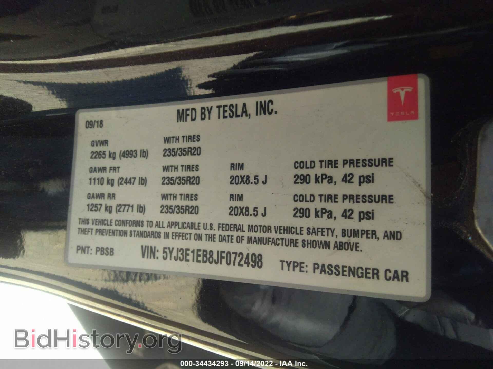 2018 TESLA MODEL 3 - VIN: 5YJ3E1EB8JF072498 - Photo 9