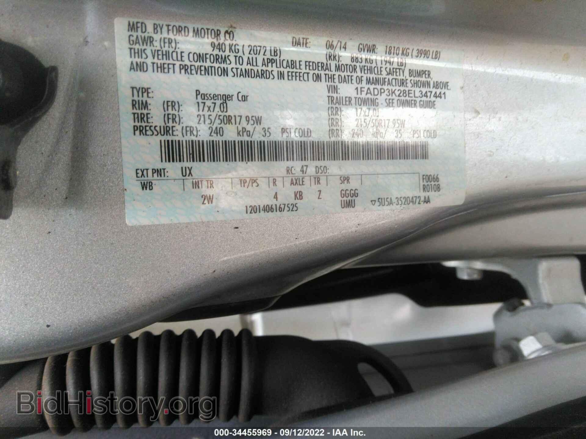 2014 FORD FOCUS - VIN: 1FADP3K28EL347441 - Фото 9