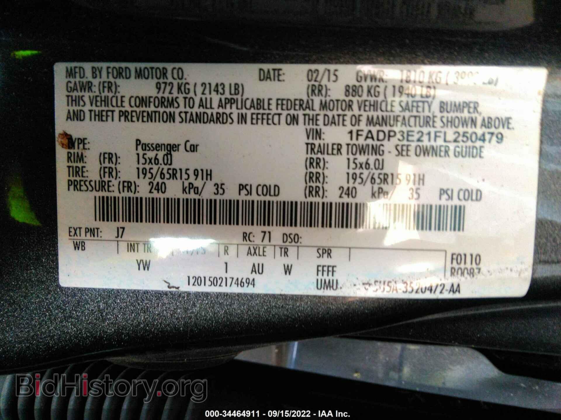 2015 FORD FOCUS - VIN: 1FADP3E21FL250479 - Фото 9