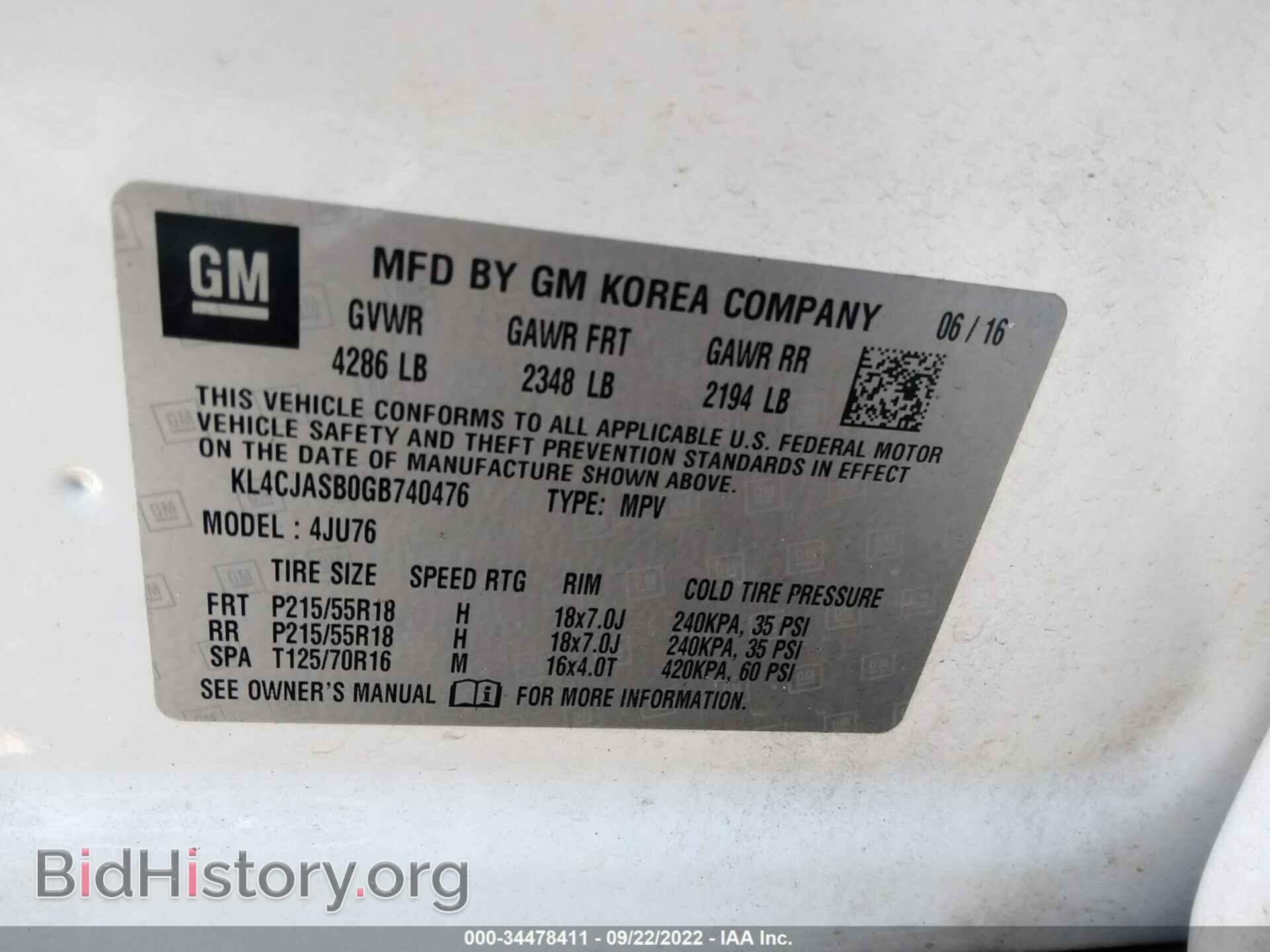 2016 BUICK ENCORE - VIN: KL4CJASB0GB740476 - Photo 9