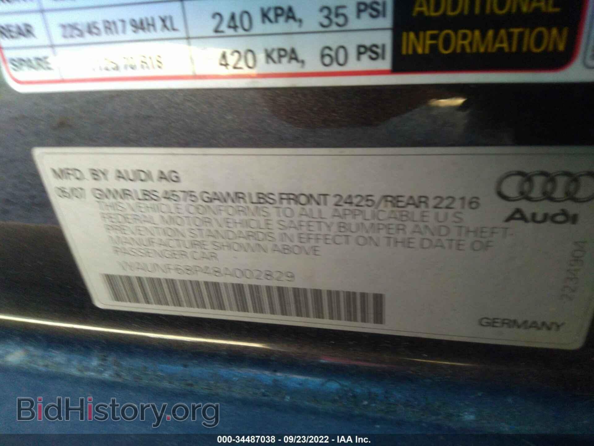 2008 AUDI A3 - VIN: WAUNF68P48A002829 - Photo 9