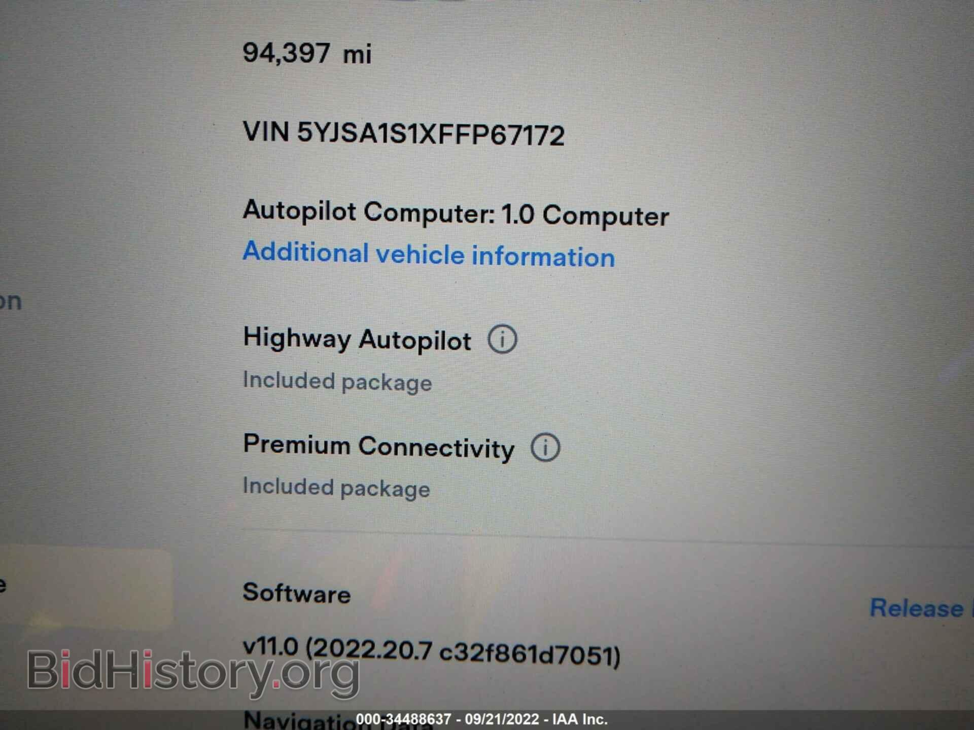 2015 TESLA MODEL S - VIN: 5YJSA1S1XFFP67172 - Фото 7