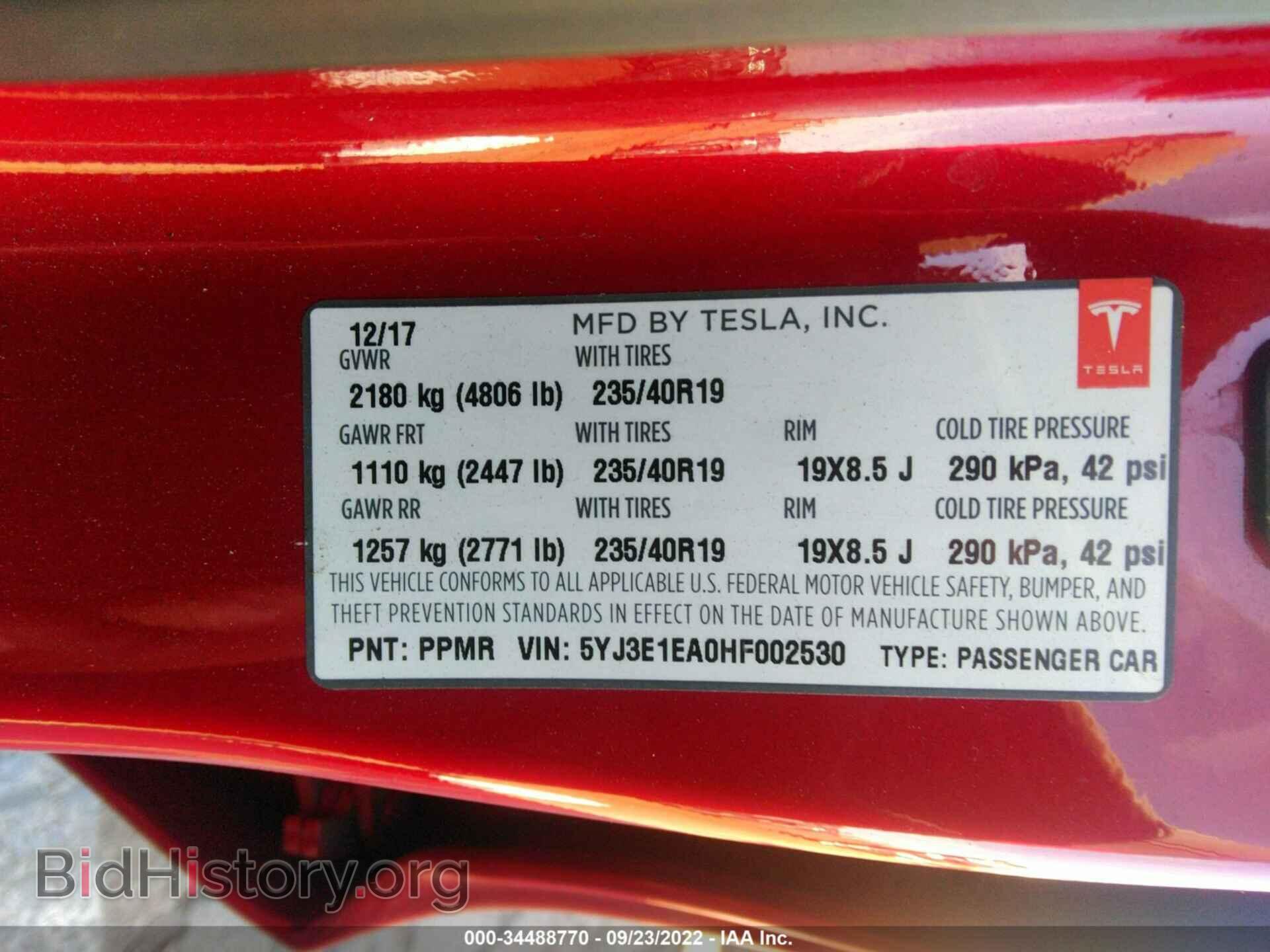 2017 TESLA MODEL 3 - VIN: 5YJ3E1EA0HF002530 - Photo 9