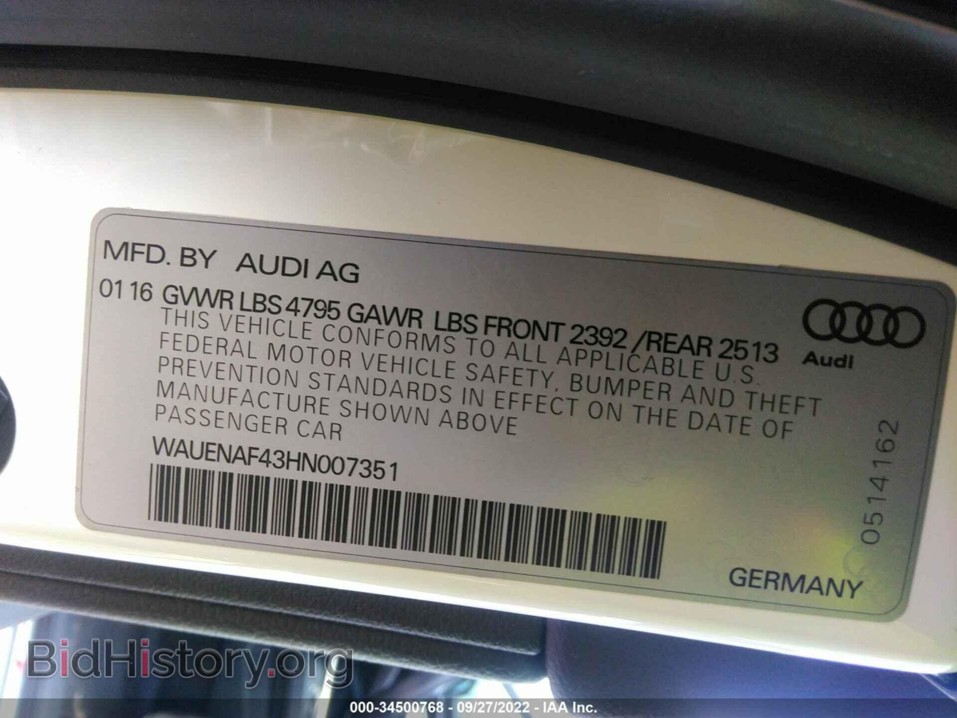 2017 AUDI A4 - VIN: WAUENAF43HN007351 - Фото 9