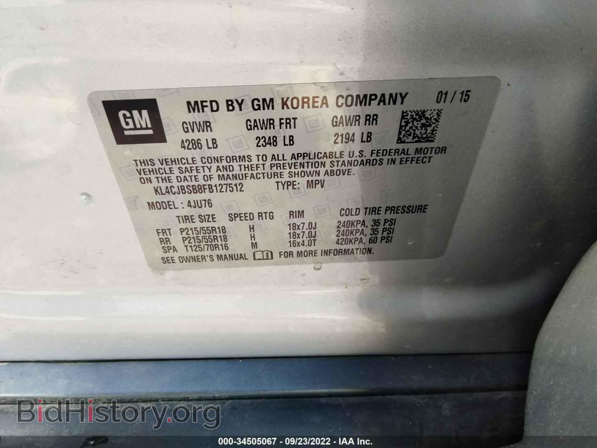2015 BUICK ENCORE - VIN: KL4CJBSB8FB127512 - Photo 9