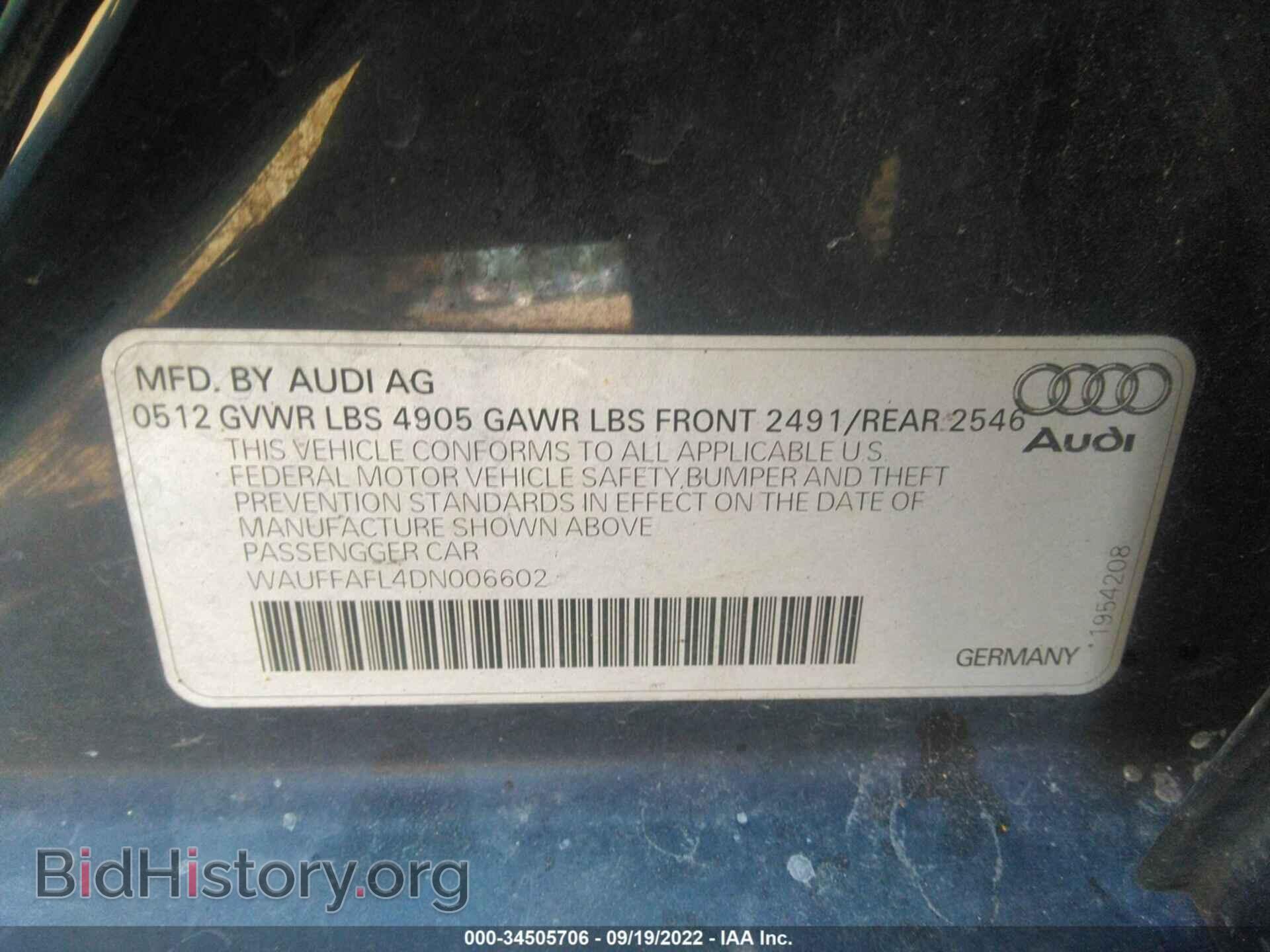 2013 AUDI A4 - VIN: WAUFFAFL4DN006602 - Фото 9