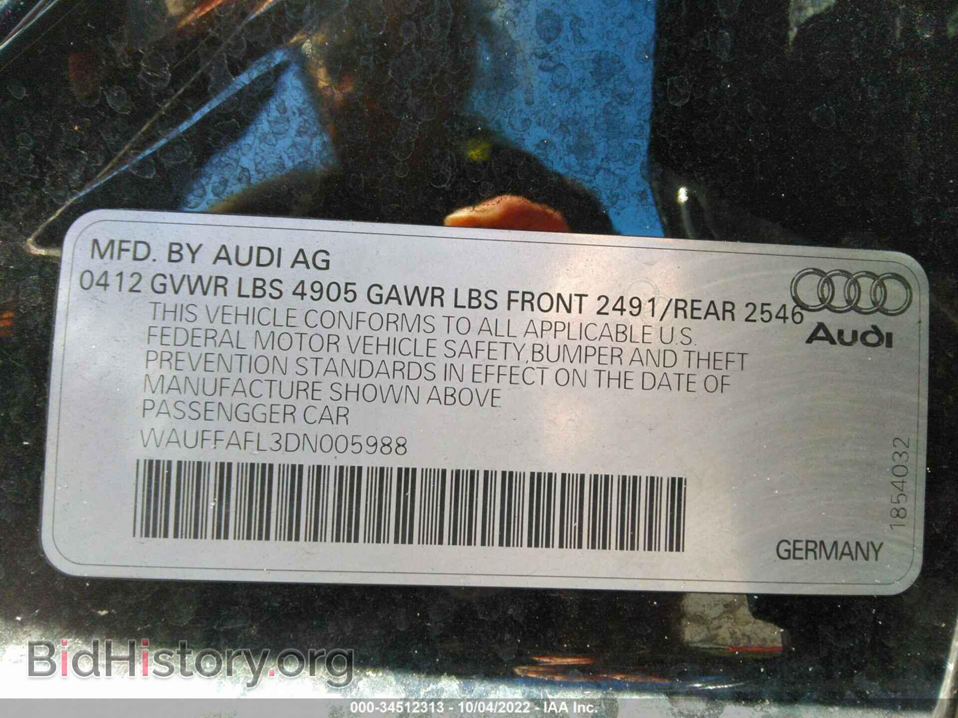 2013 AUDI A4 - VIN: WAUFFAFL3DN005988 - Фото 9
