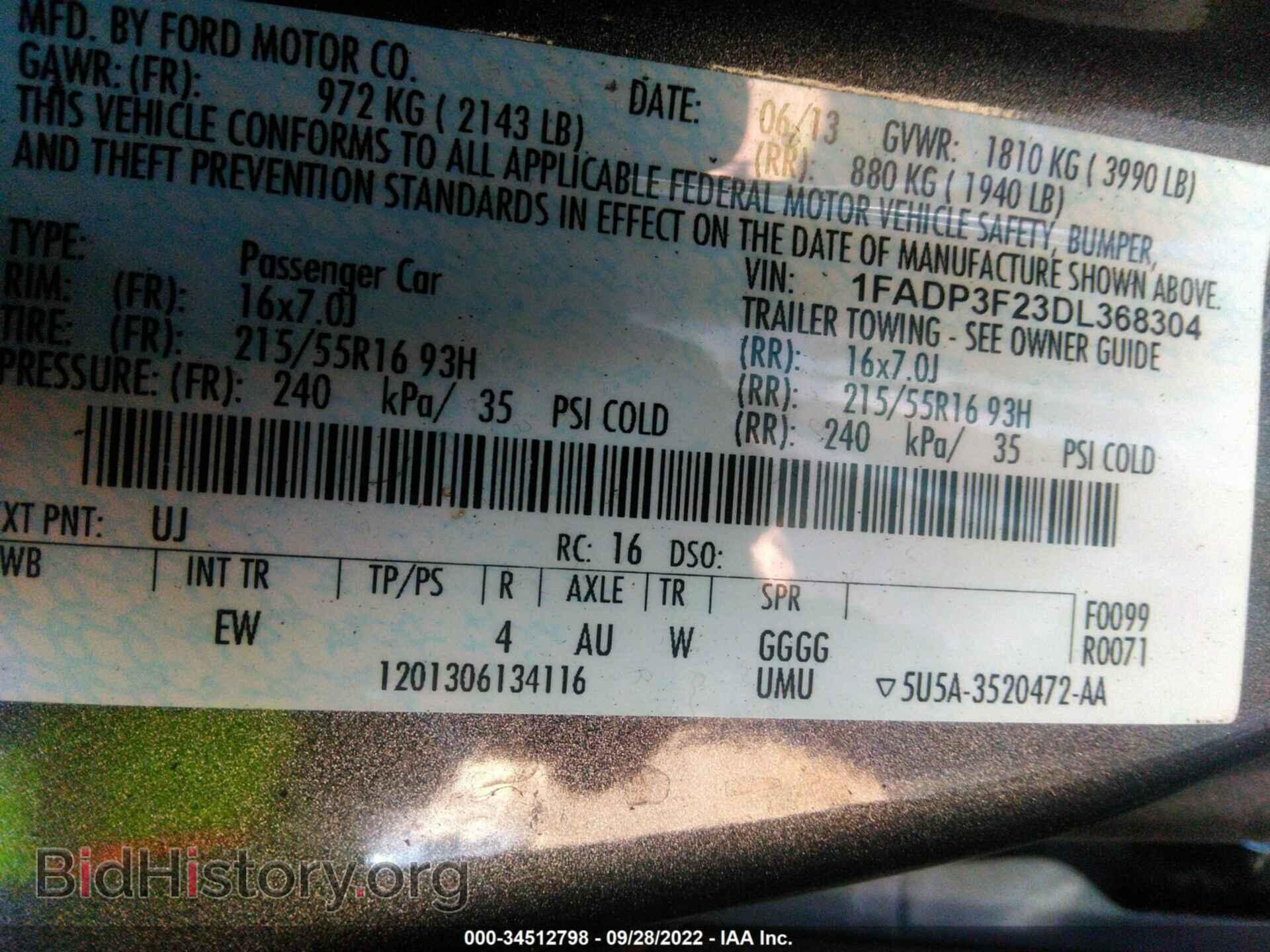 2013 FORD FOCUS - VIN: 1FADP3F23DL368304 - Фото 9