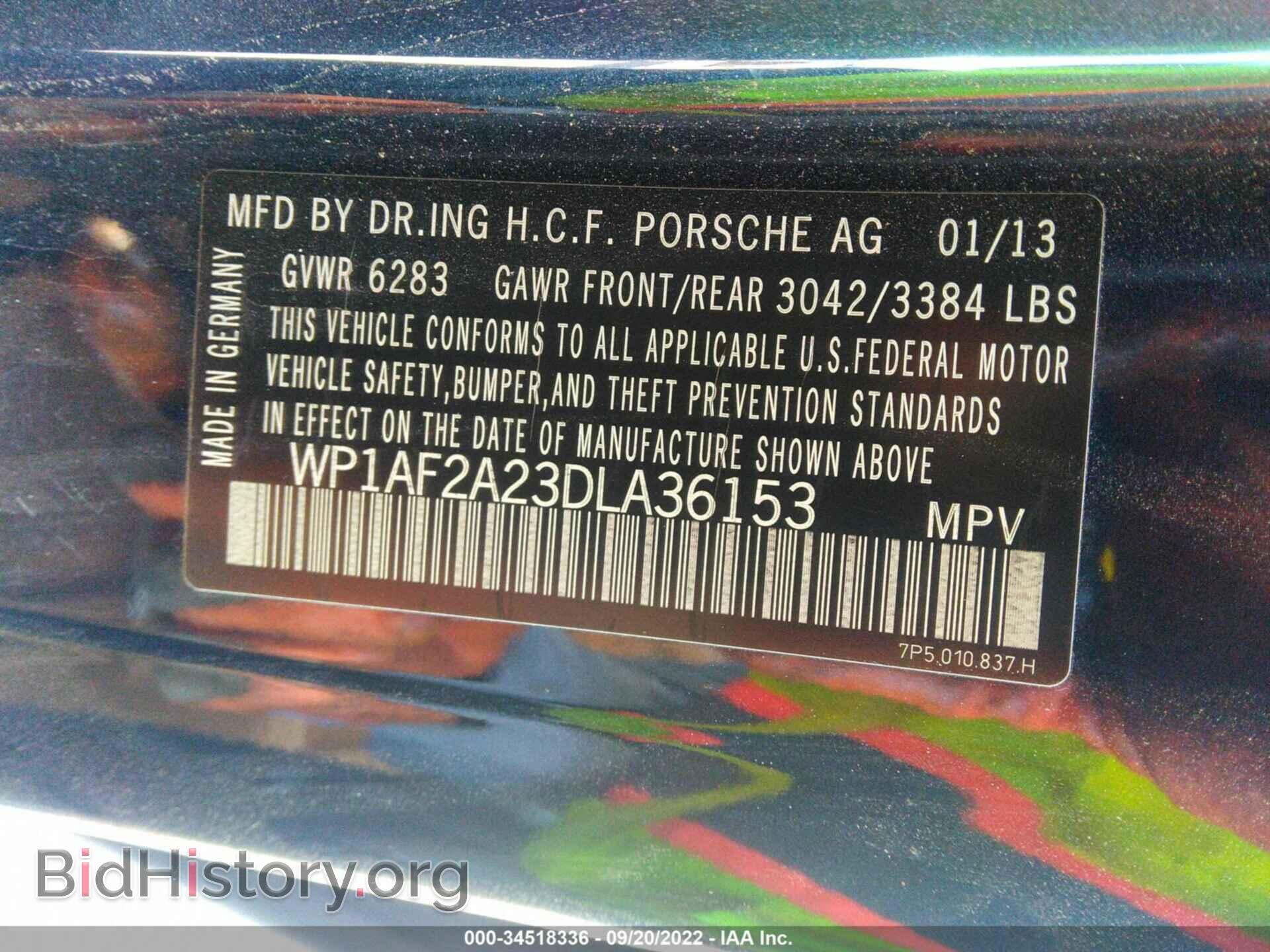 2013 PORSCHE CAYENNE - VIN: WP1AF2A23DLA36153 - Фото 9