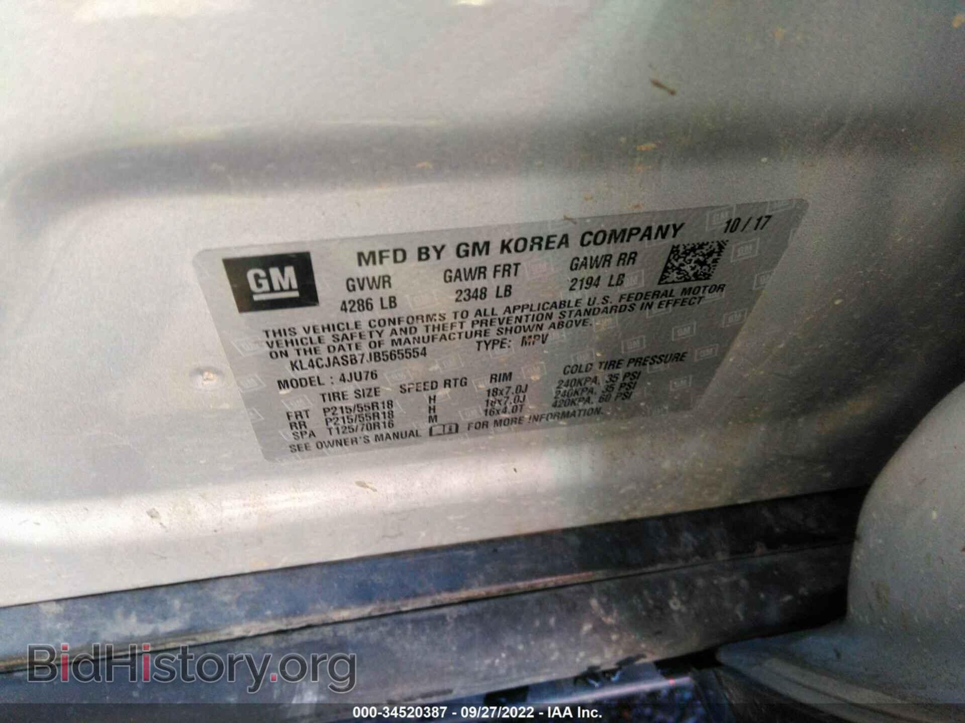 2018 BUICK ENCORE - VIN: KL4CJASB7JB565554 - Photo 9