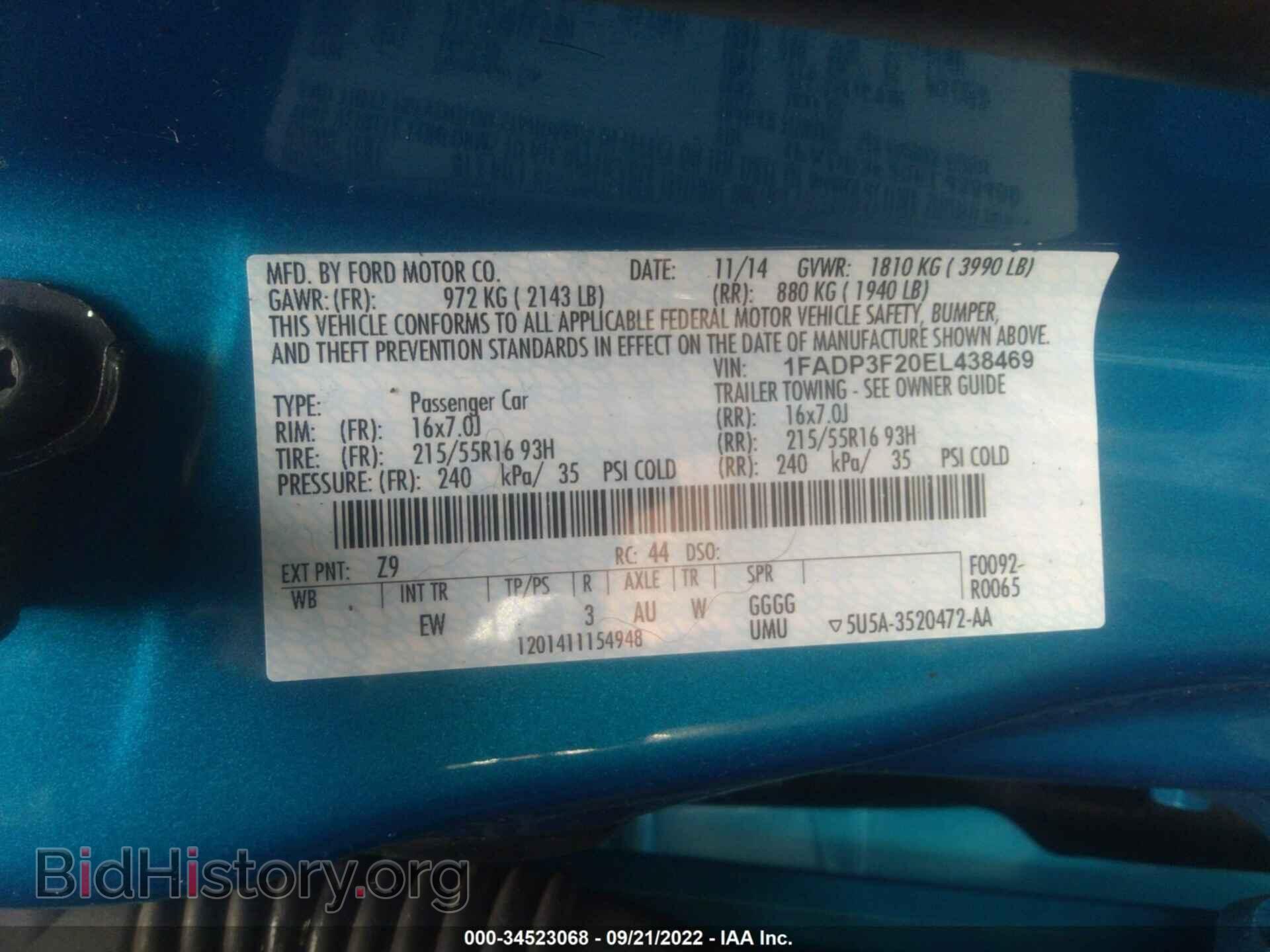 2014 FORD FOCUS - VIN: 1FADP3F20EL438469 - Фото 9