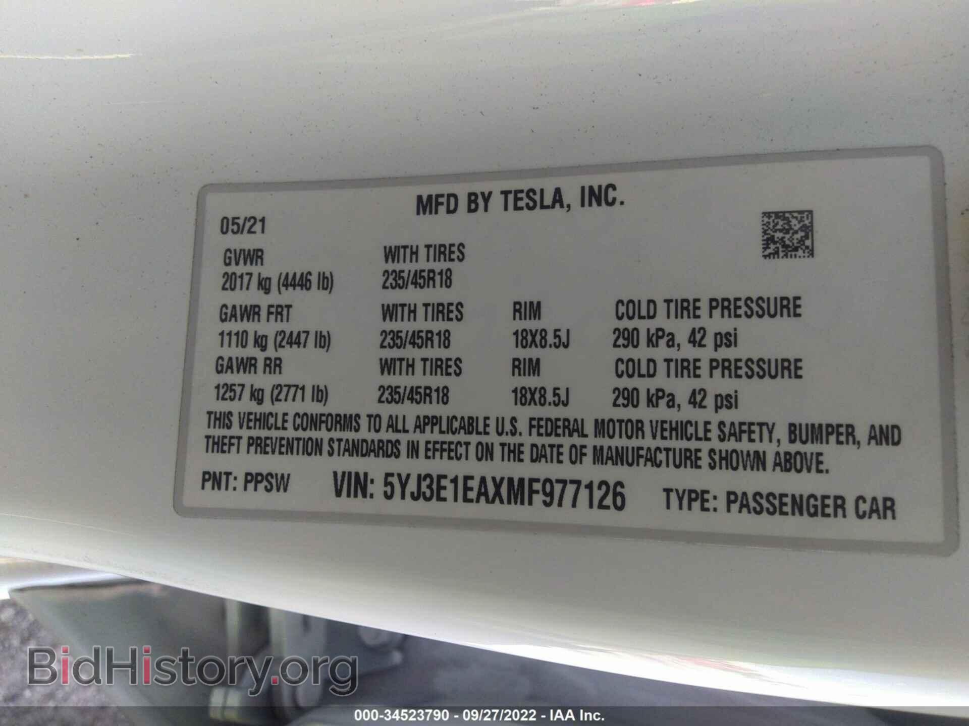 2021 TESLA MODEL 3 - VIN: 5YJ3E1EAXMF977126 - Photo 9