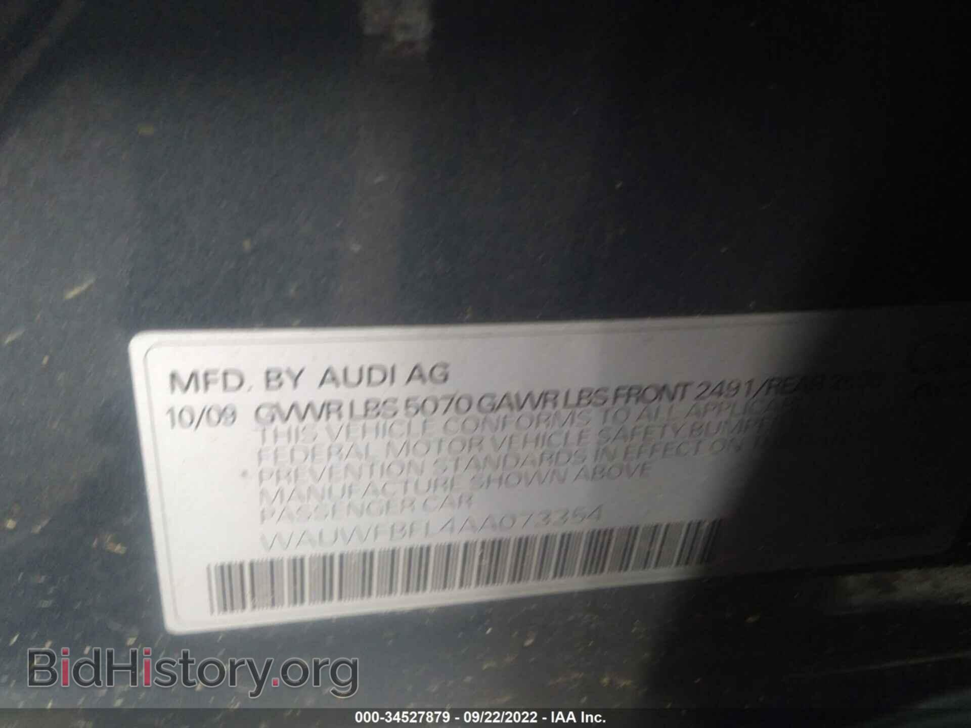 2010 AUDI A4 - VIN: WAUWFBFL4AA073354 - Photo 9