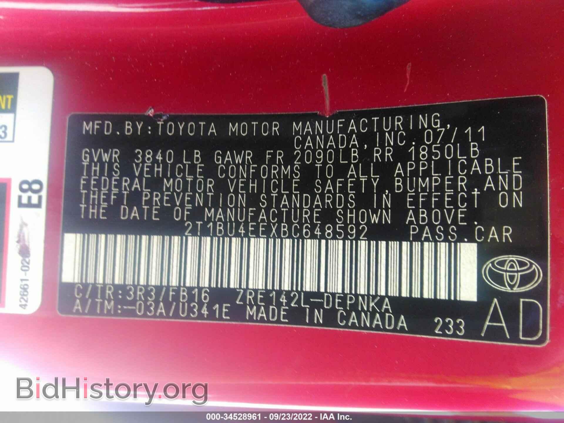 2011 TOYOTA COROLLA - VIN: 2T1BU4EEXBC648592 - Photo 9
