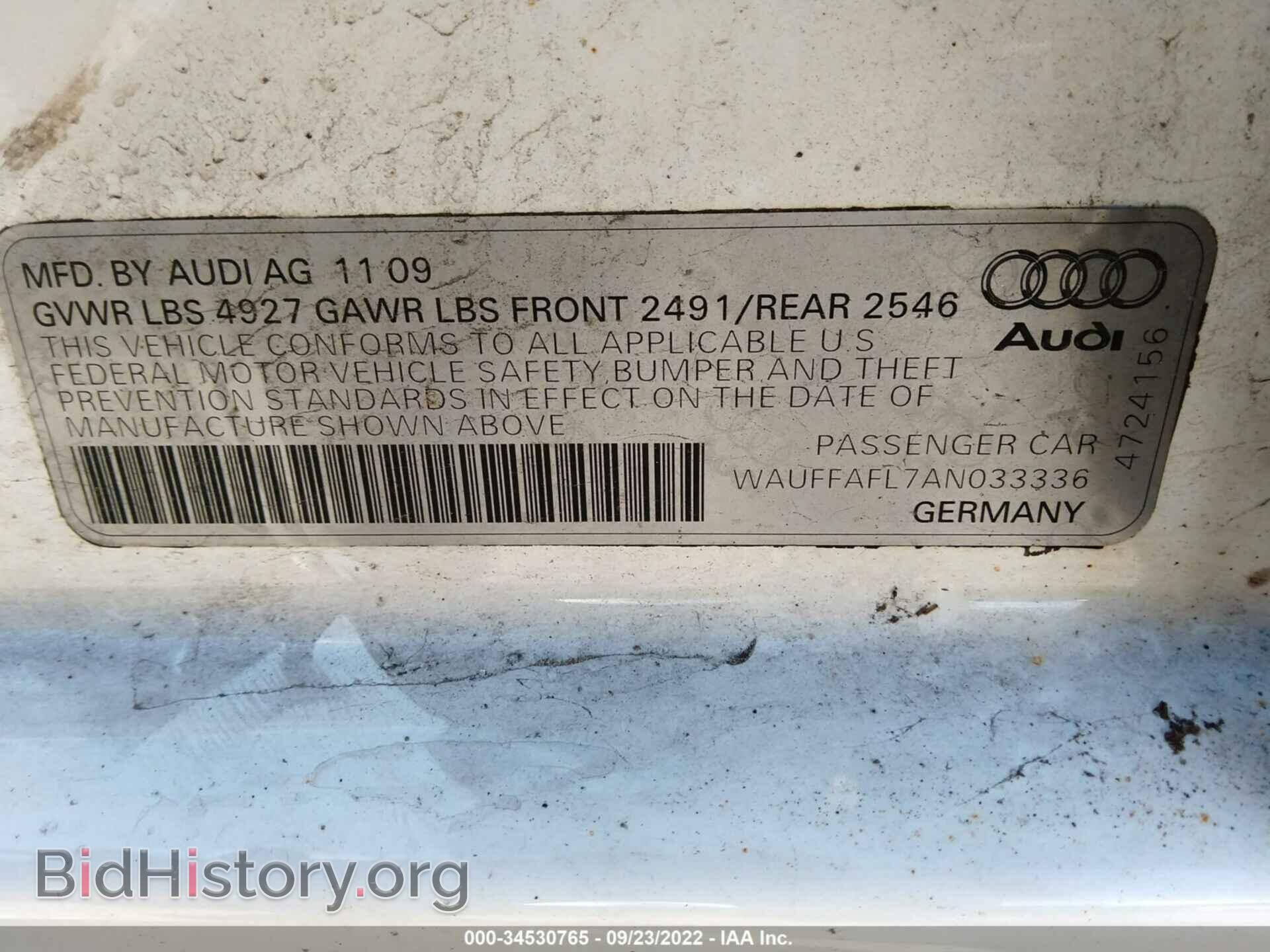 2010 AUDI A4 - VIN: WAUFFAFL7AN033336 - Фото 9