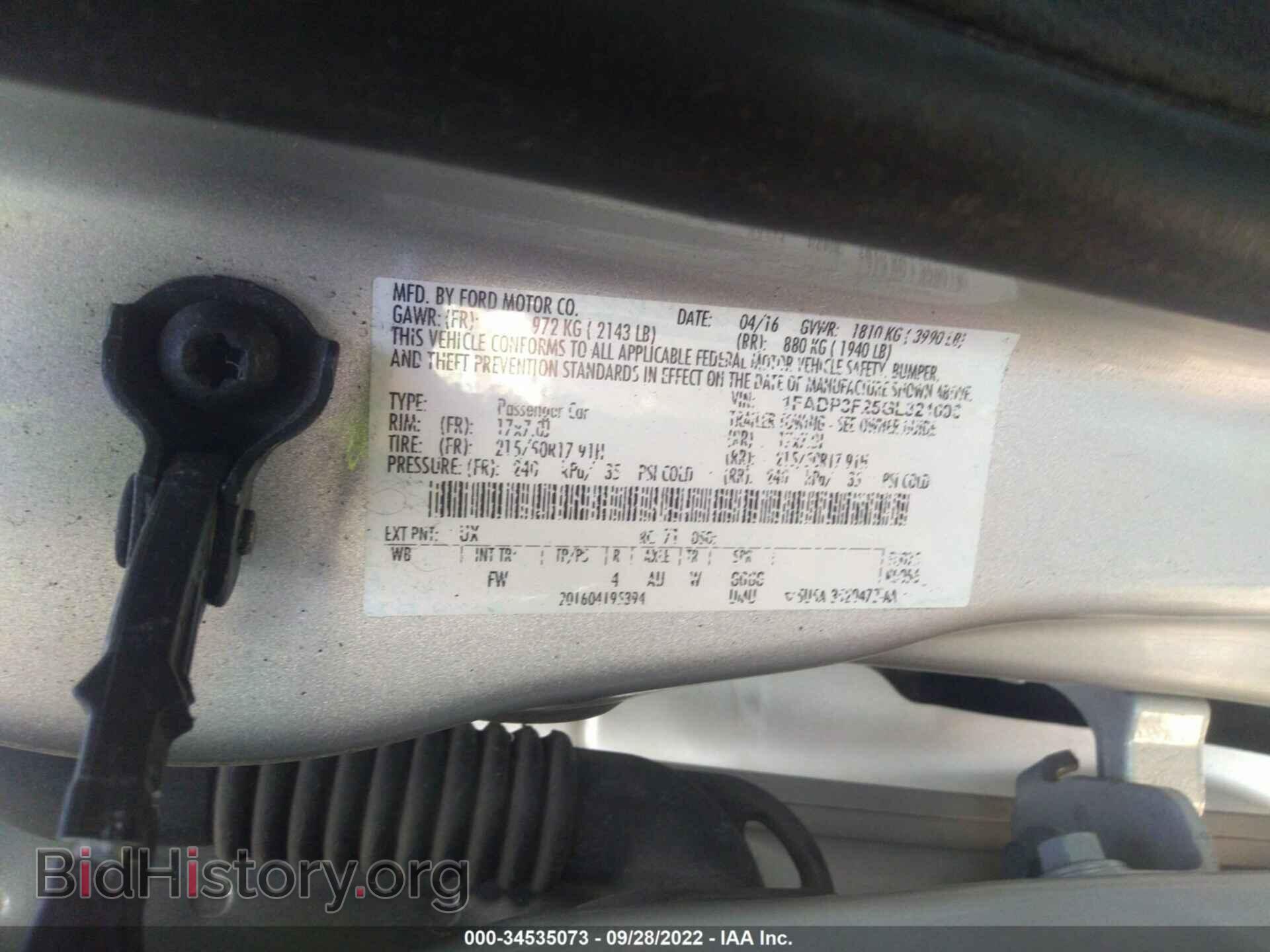 2016 FORD FOCUS - VIN: 1FADP3F25GL321098 - Фото 9