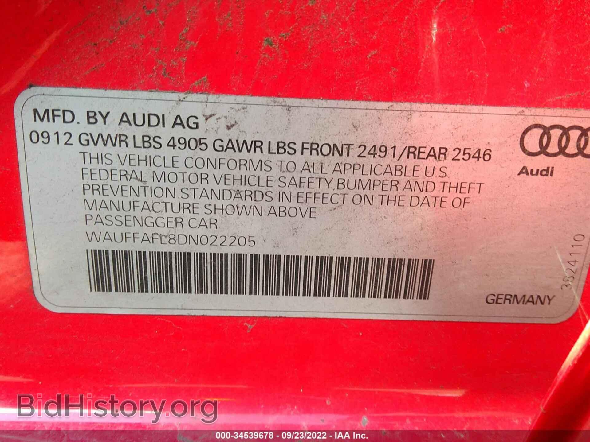 2013 AUDI A4 - VIN: WAUFFAFL8DN022205 - Photo 9