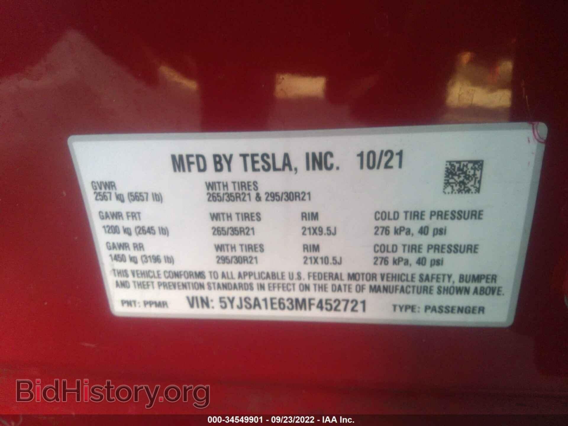2021 TESLA MODEL S - VIN: 5YJSA1E63MF452721 - Photo 5