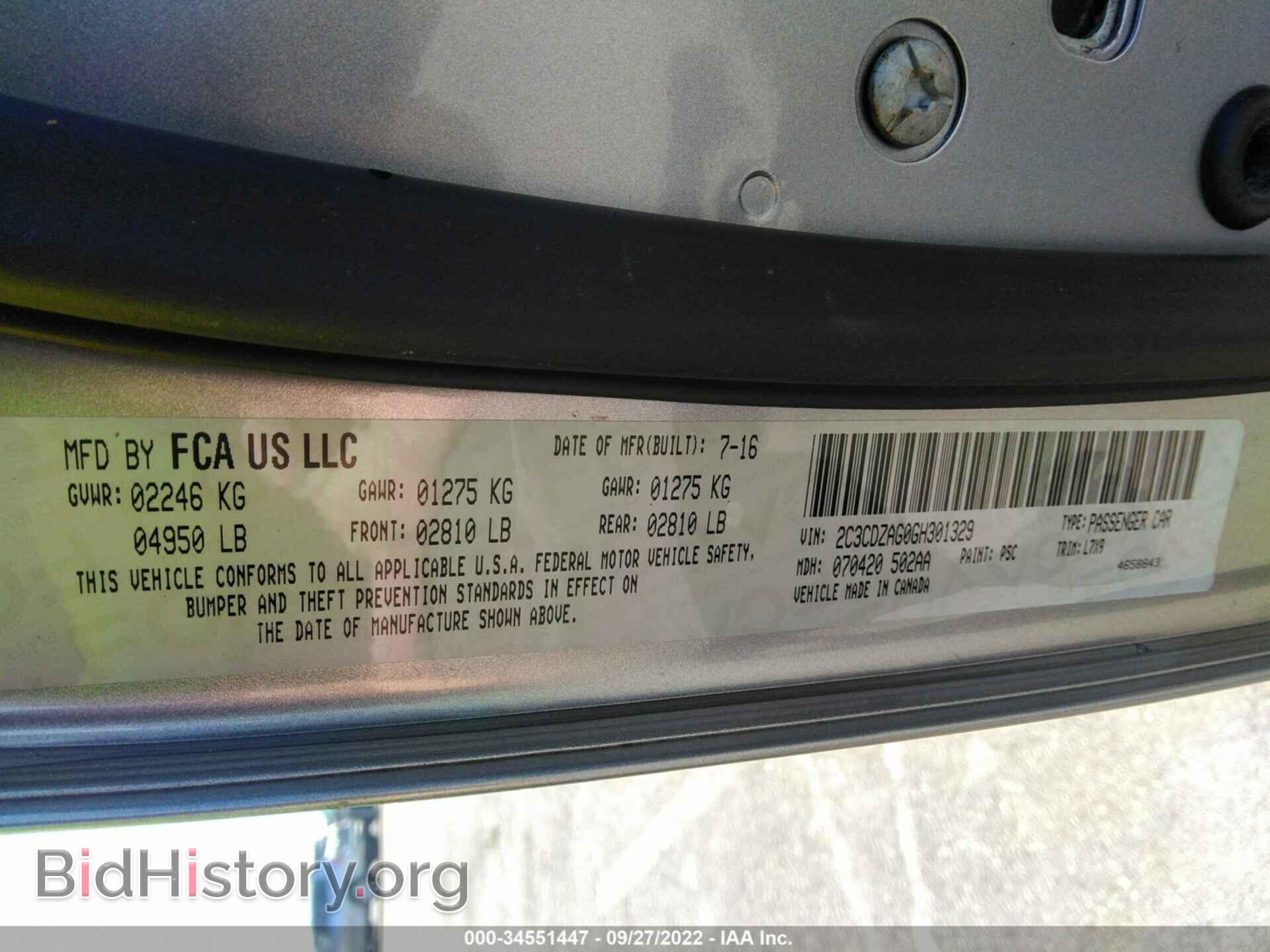 2016 DODGE CHALLENGER - VIN: 2C3CDZAG0GH301329 - Фото 9