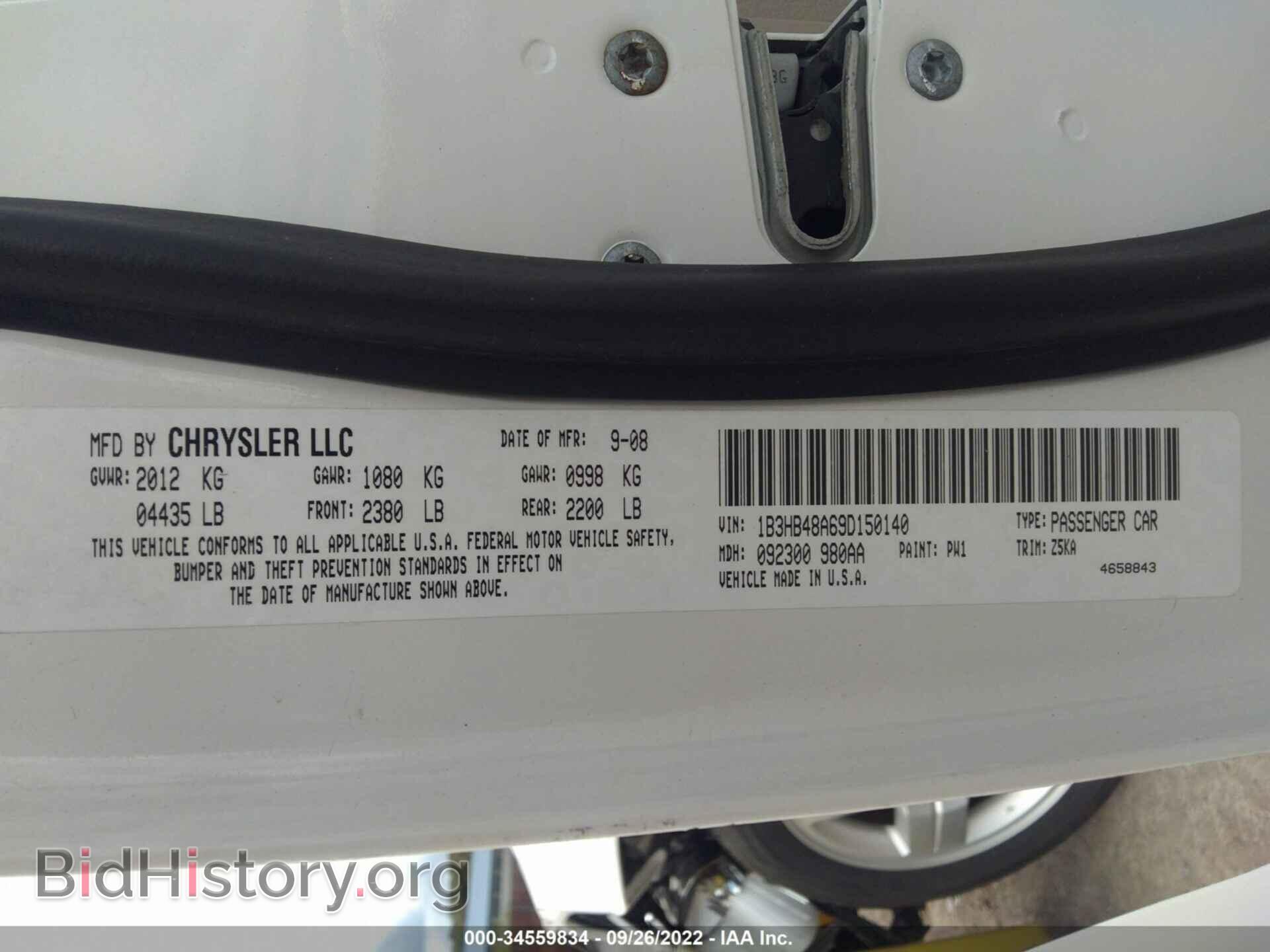 2009 DODGE CALIBER - VIN: 1B3HB48A69D150140 - Фото 9