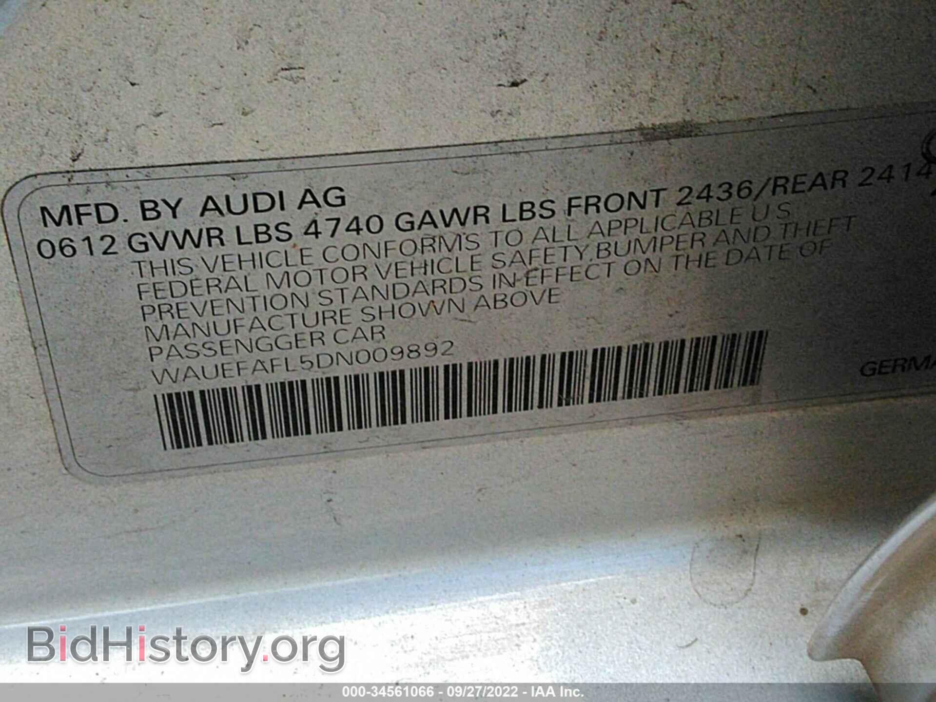 2013 AUDI A4 - VIN: WAUEFAFL5DN009892 - Photo 9