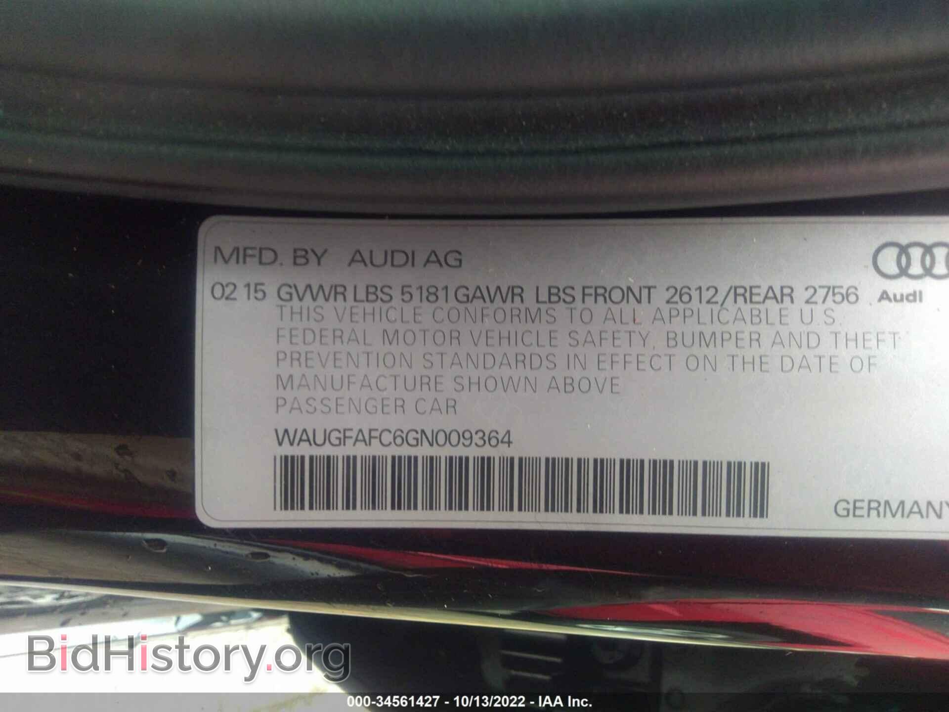 2016 AUDI A6 - VIN: WAUGFAFC6GN009364 - Фото 9