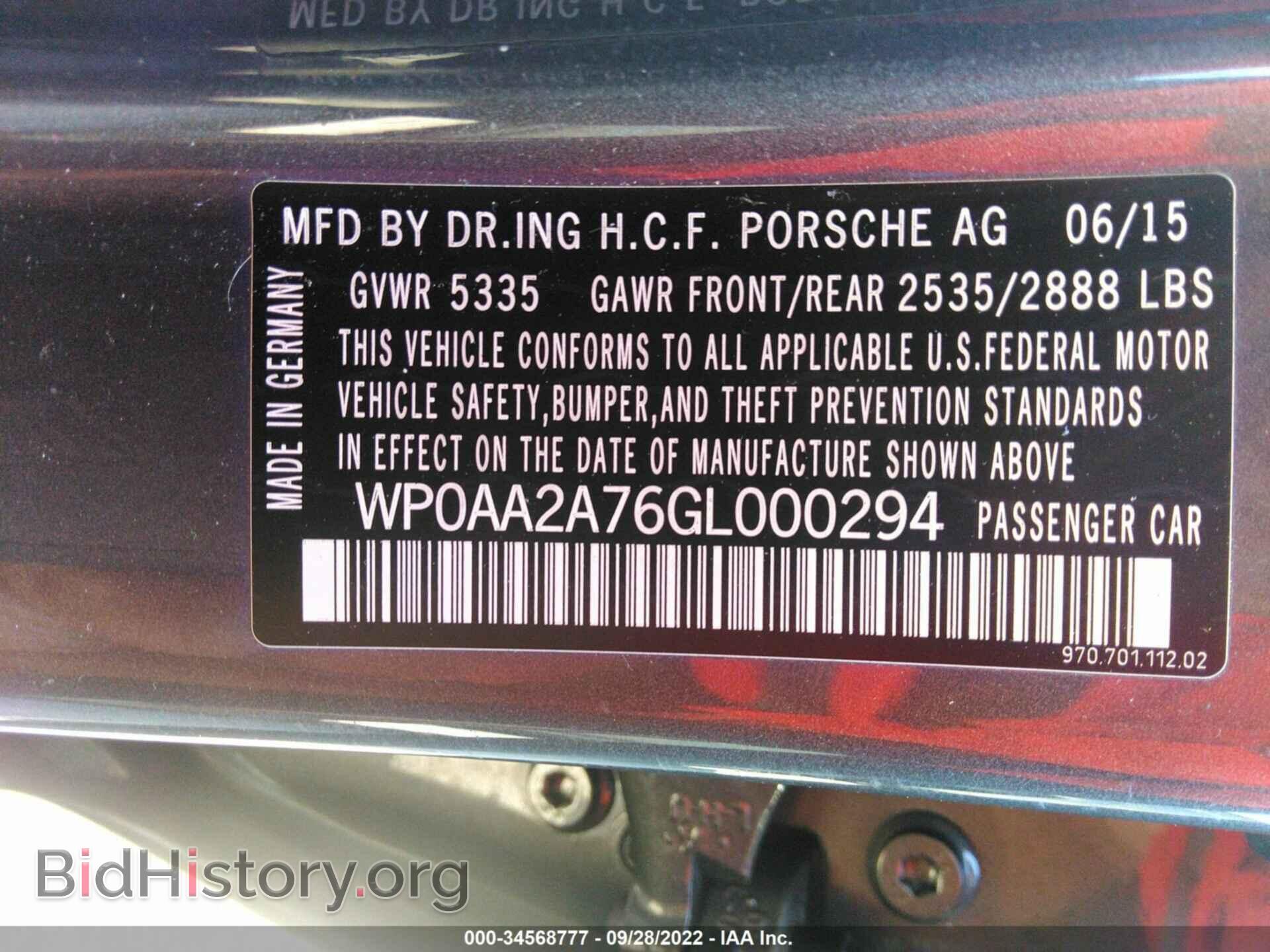 2016 PORSCHE PANAMERA - VIN: WP0AA2A76GL000294 - Фото 9