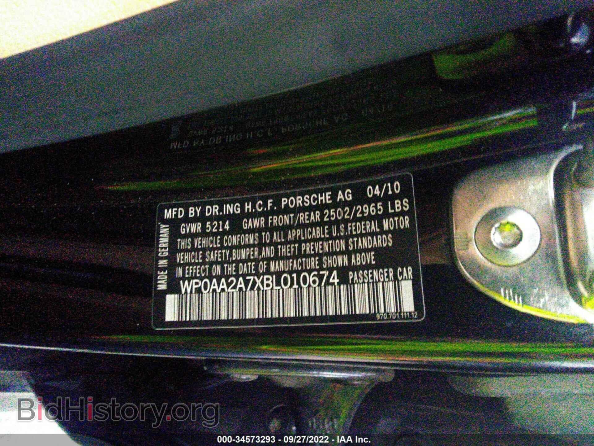 2011 PORSCHE PANAMERA - VIN: WP0AA2A7XBL010674 - Photo 9