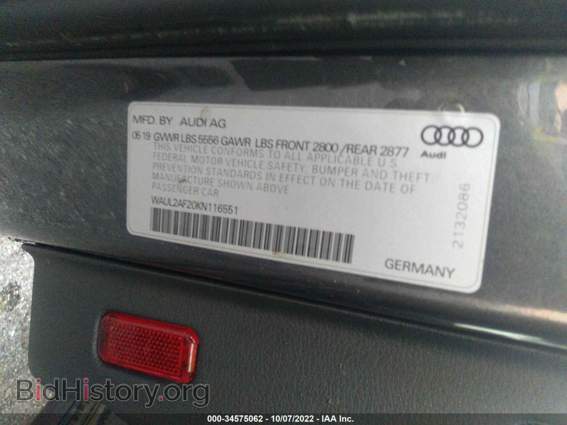 2019 AUDI A6 - VIN: WAUL2AF20KN116551 - Фото 9