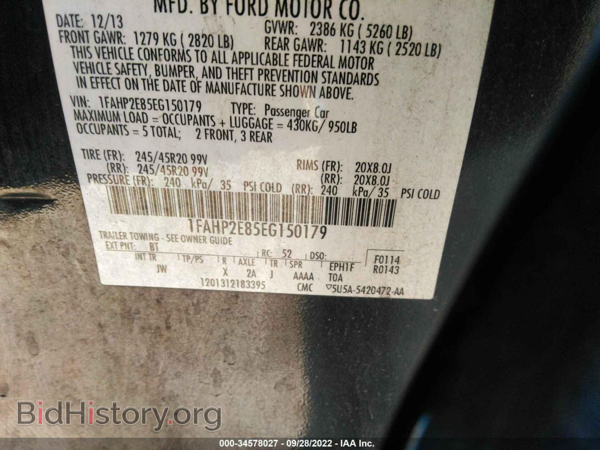 2014 FORD TAURUS - VIN: 1FAHP2E85EG150179 - Photo 9