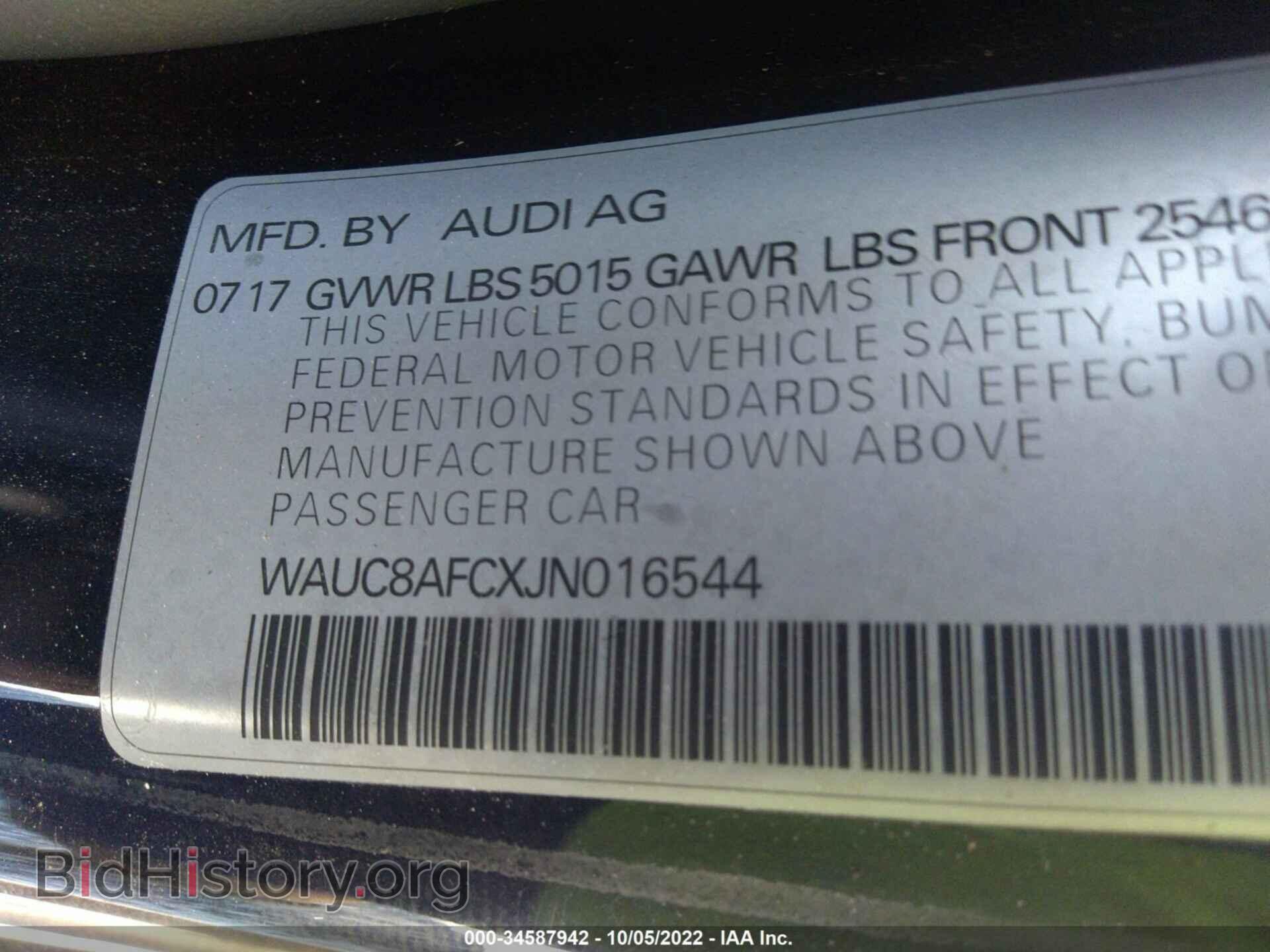 2018 AUDI A6 - VIN: WAUC8AFCXJN016544 - Фото 9