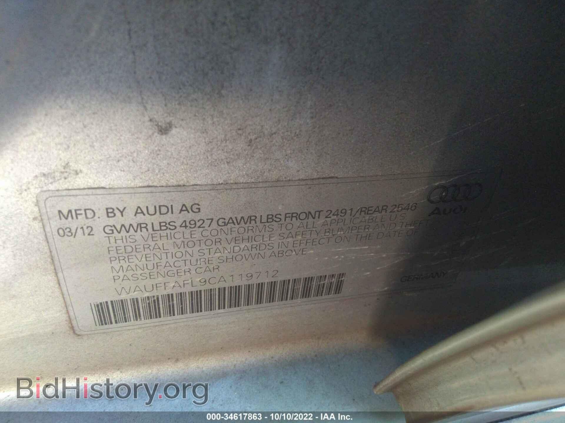 2012 AUDI A4 - VIN: WAUFFAFL9CA119712 - Фото 9