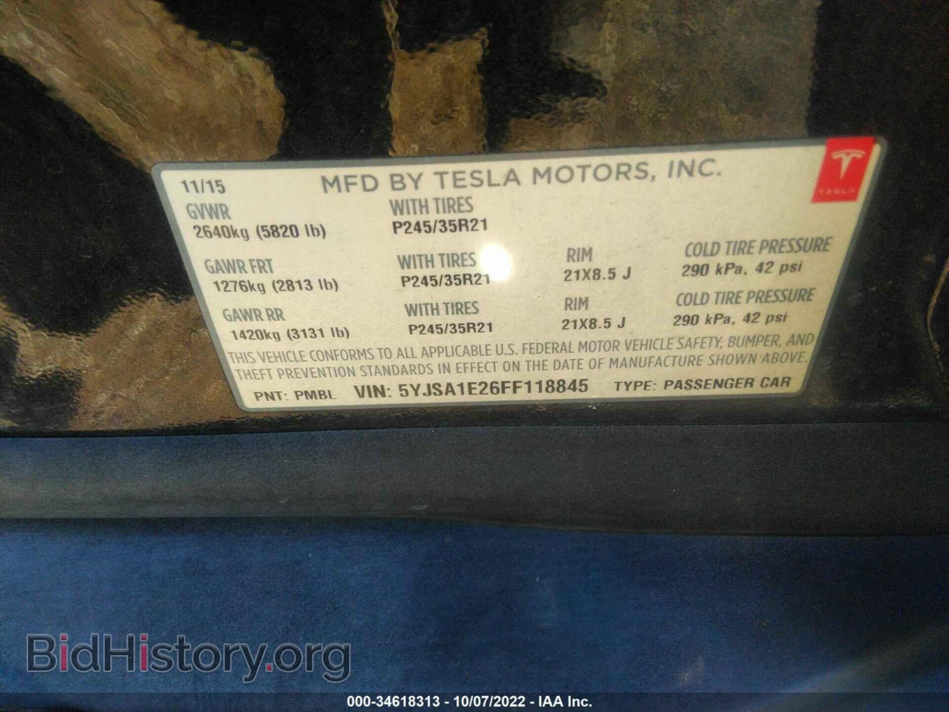 2015 TESLA MODEL S - VIN: 5YJSA1E26FF118845 - Photo 9