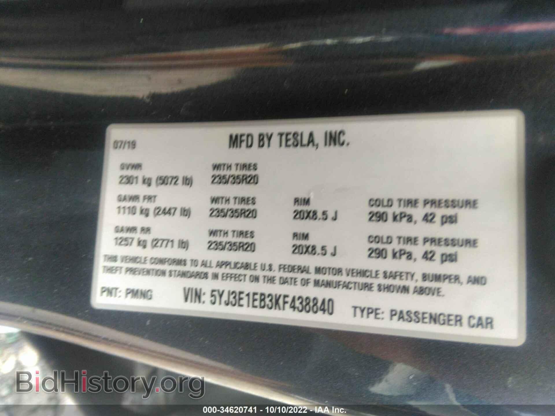 2019 TESLA MODEL 3 - VIN: 5YJ3E1EB3KF438840 - Photo 9
