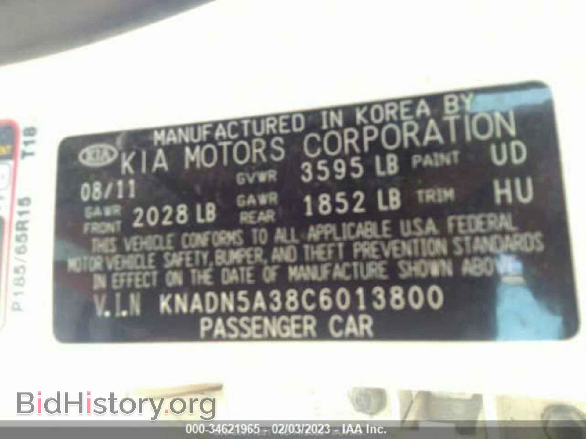 2012 KIA RIO - VIN: KNADN5A38C6013800 - Фото 9