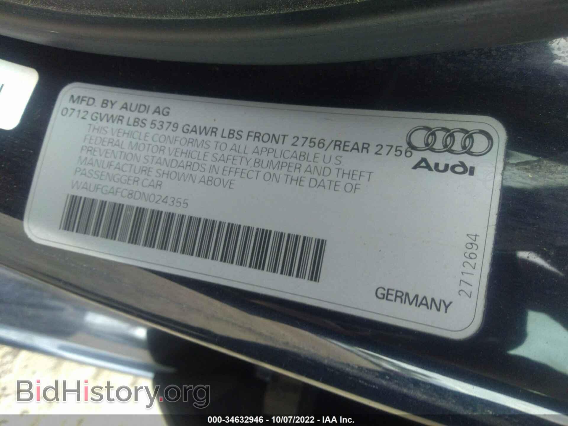 2013 AUDI A6 - VIN: WAUFGAFC8DN024355 - Фото 9