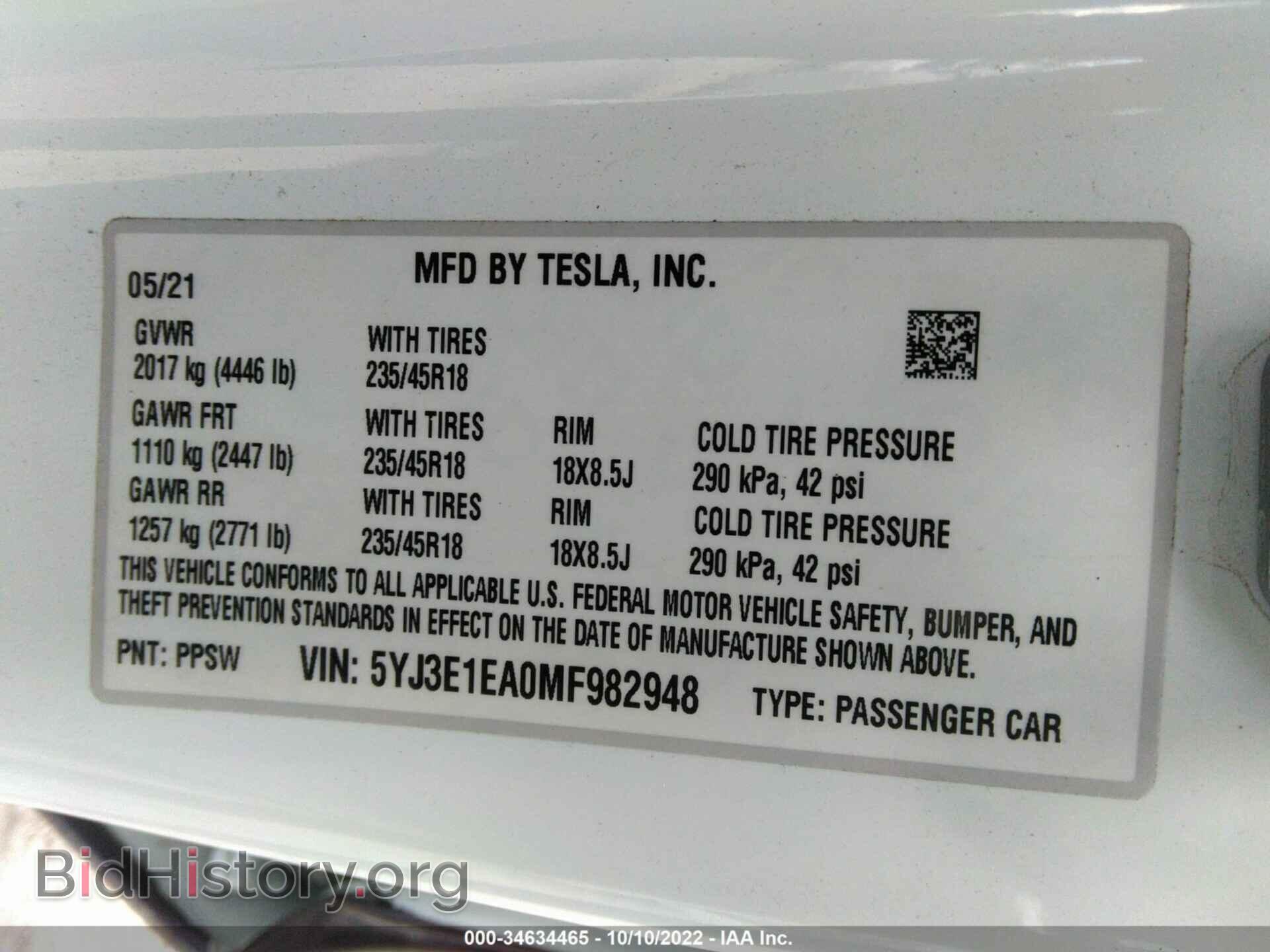 2021 TESLA MODEL 3 - VIN: 5YJ3E1EA0MF982948 - Photo 9