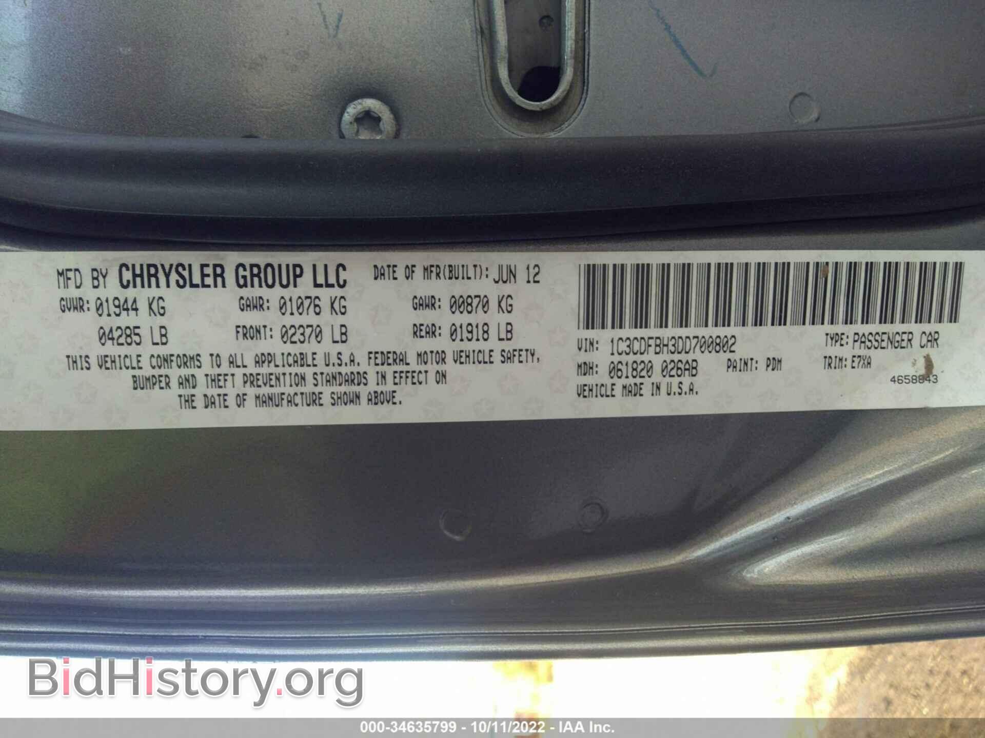 2013 DODGE DART - VIN: 1C3CDFBH3DD700802 - Фото 9