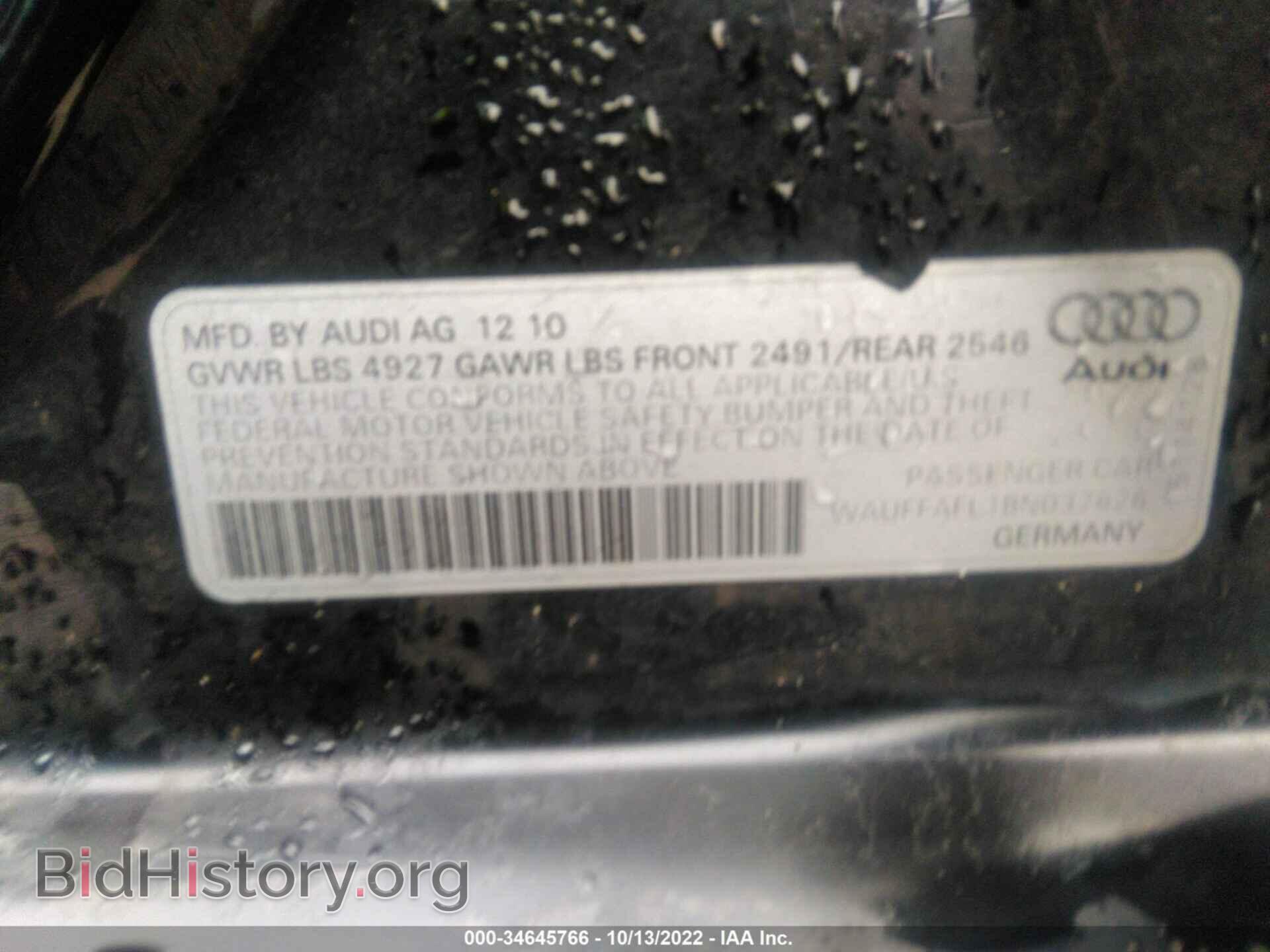 2011 AUDI A4 - VIN: WAUFFAFL1BN037626 - Фото 9