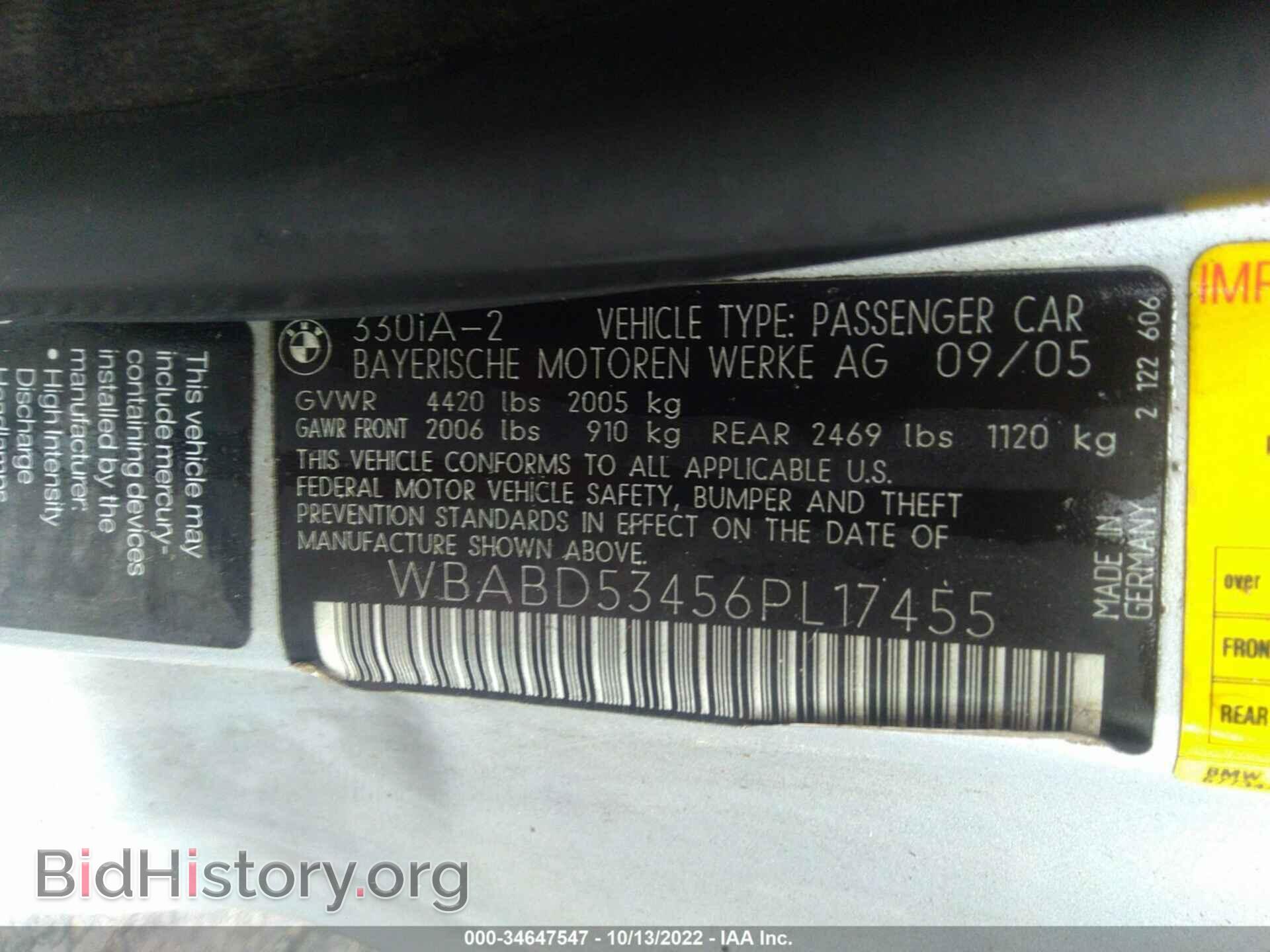 2006 BMW 3 SERIES - VIN: WBABD53456PL17455 - Фото 9